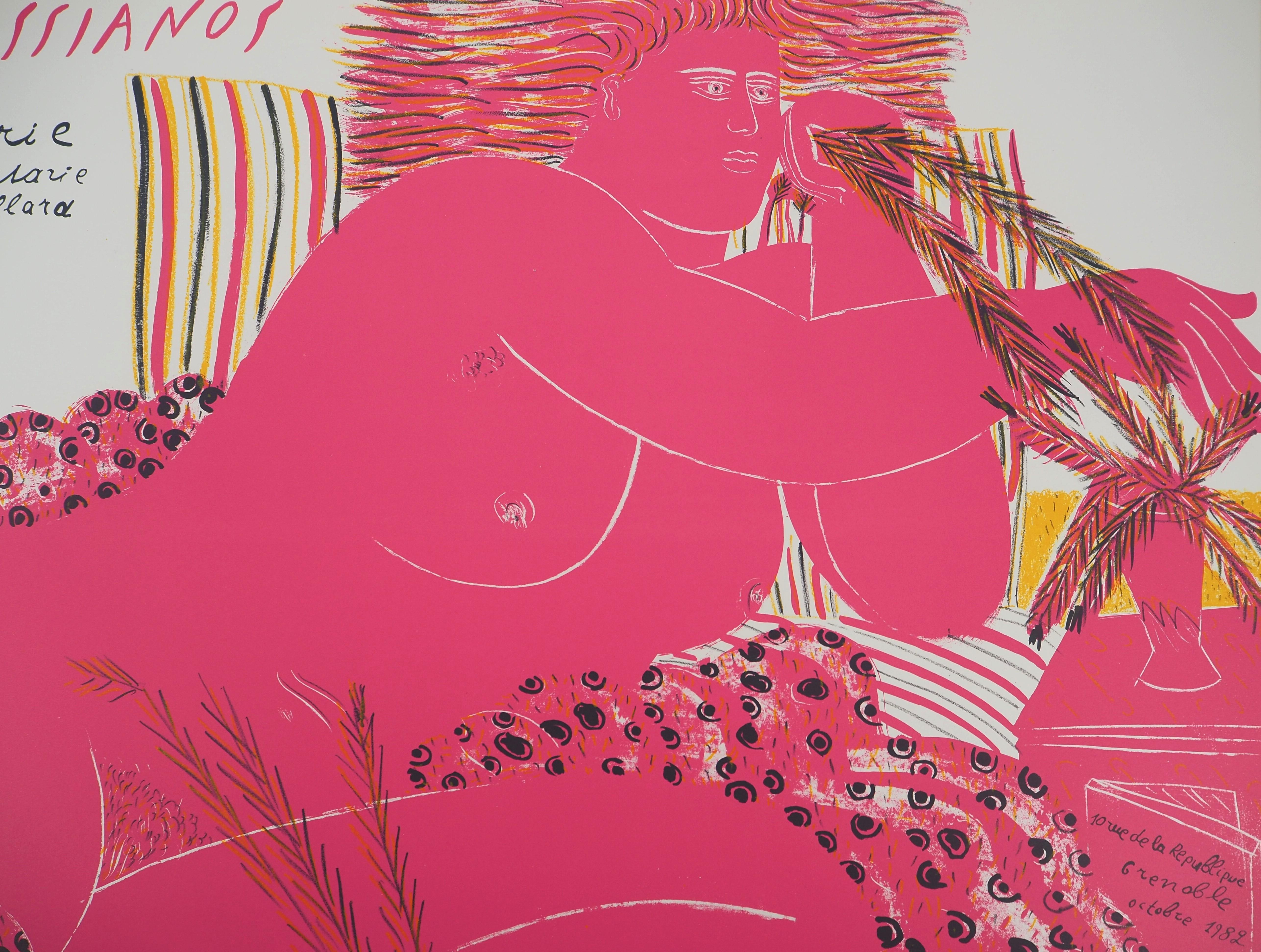 Grecia : Nudo rosa con spiga di grano - litografia originale, 1982 - Print Moderno di Alekos Fassianos