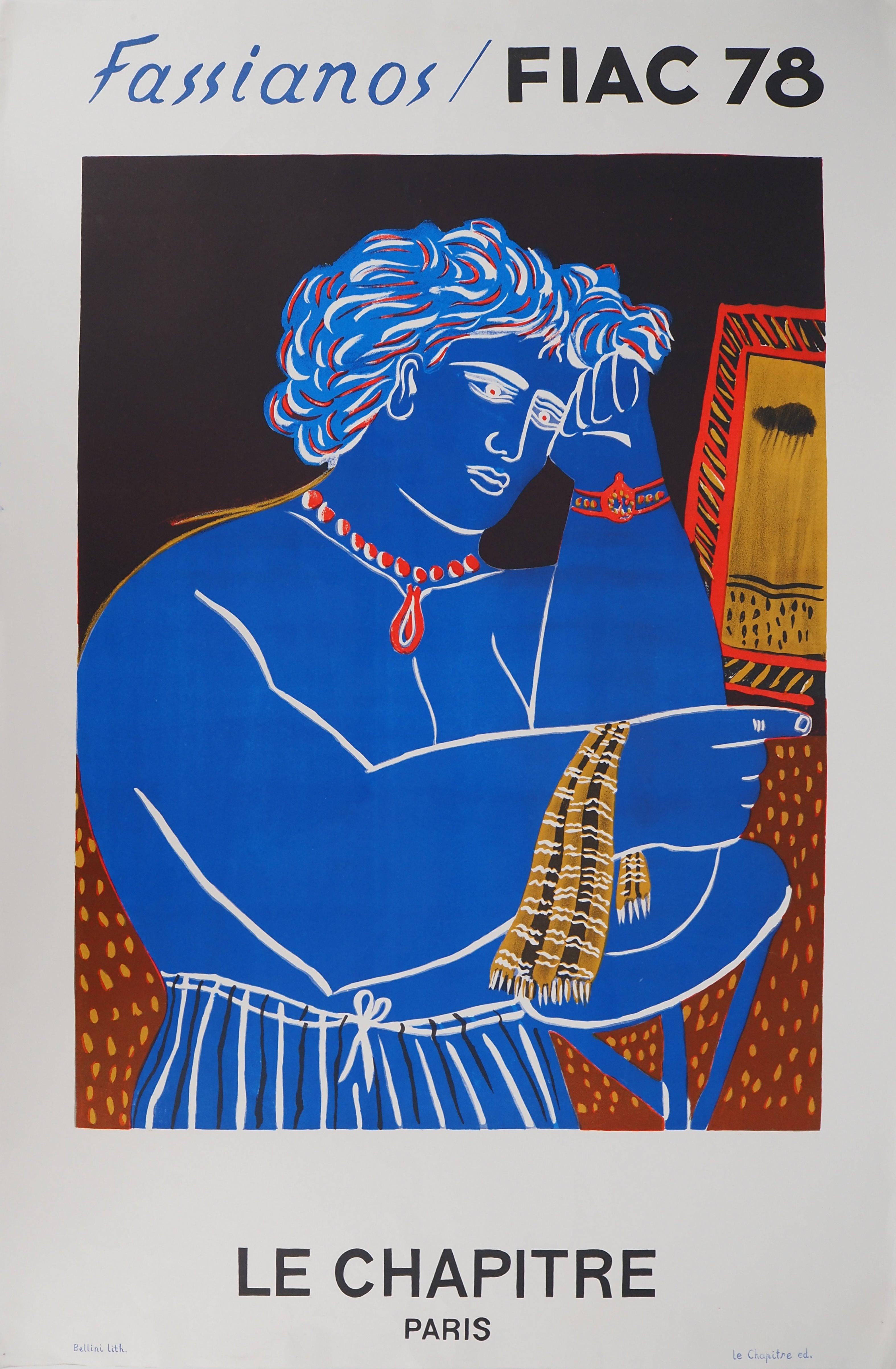 Alekos Fassianos Figurative Print – Greece : Thinker with a Watch (FIAC 1978) – Originallithographie, 1978