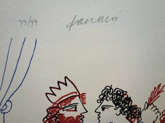 Mythology : King and Greek Couple - Original handsigned lithograph /99ex