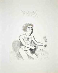 Nude Figure - Original Etching by Alekos Fassianos - 1970s