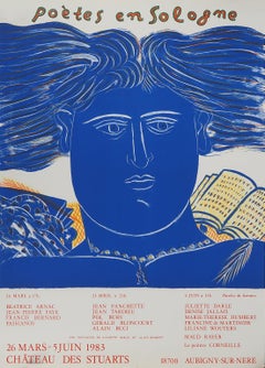 El Poeta Inspirado en Azul - Litografía original - Firma impresa (Raro, 1983)