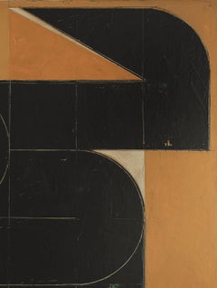 Aleksandar Bezinovic Abstracción geométrica contemporánea Negro y ocre Grande