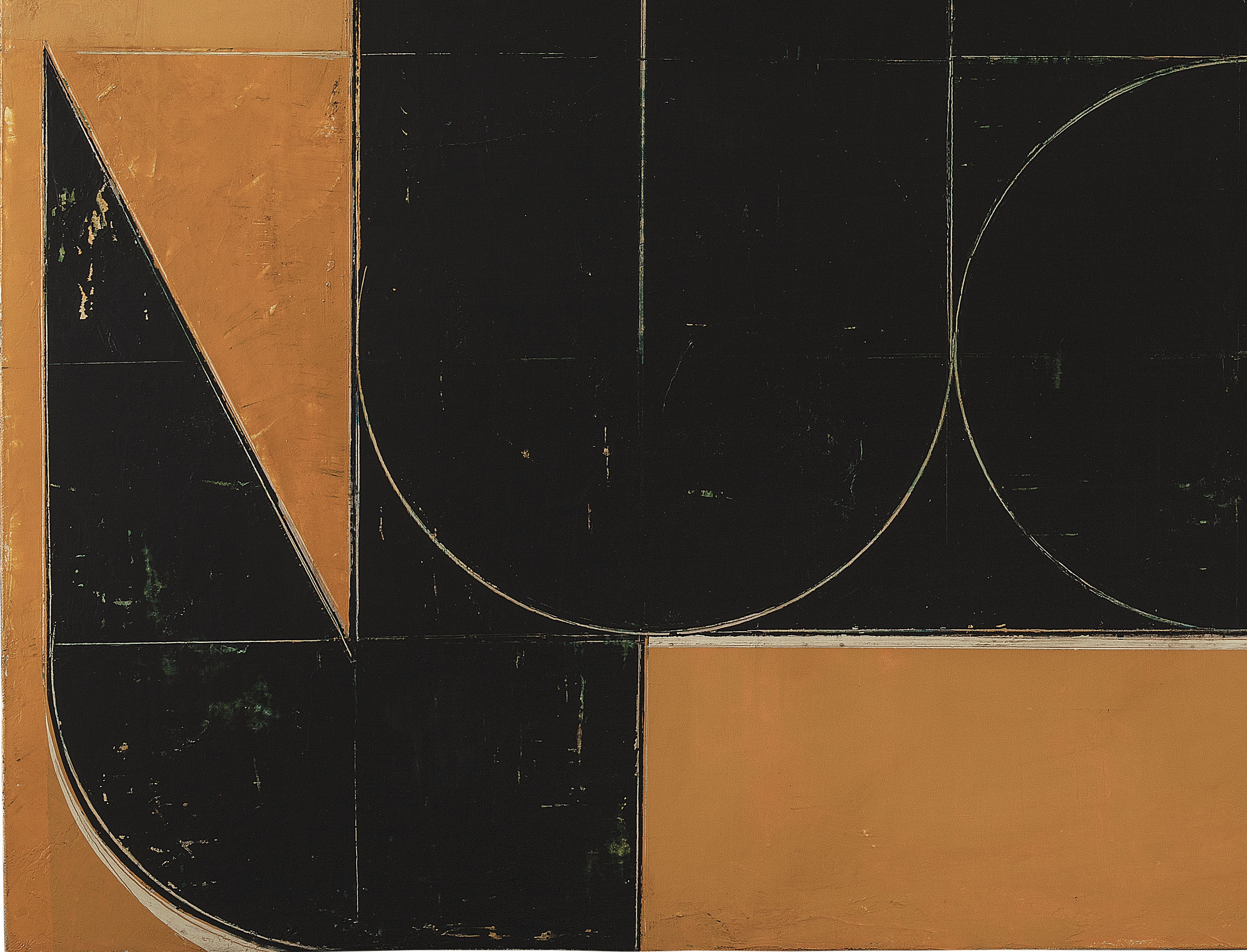 Aleksandar Bezinovic Contemporary Geometric Abstraction Black and Ochre Large For Sale 2