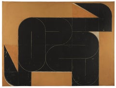 Aleksandar Bezinovic Contemporary Geometric Abstraction Black and Ochre Large