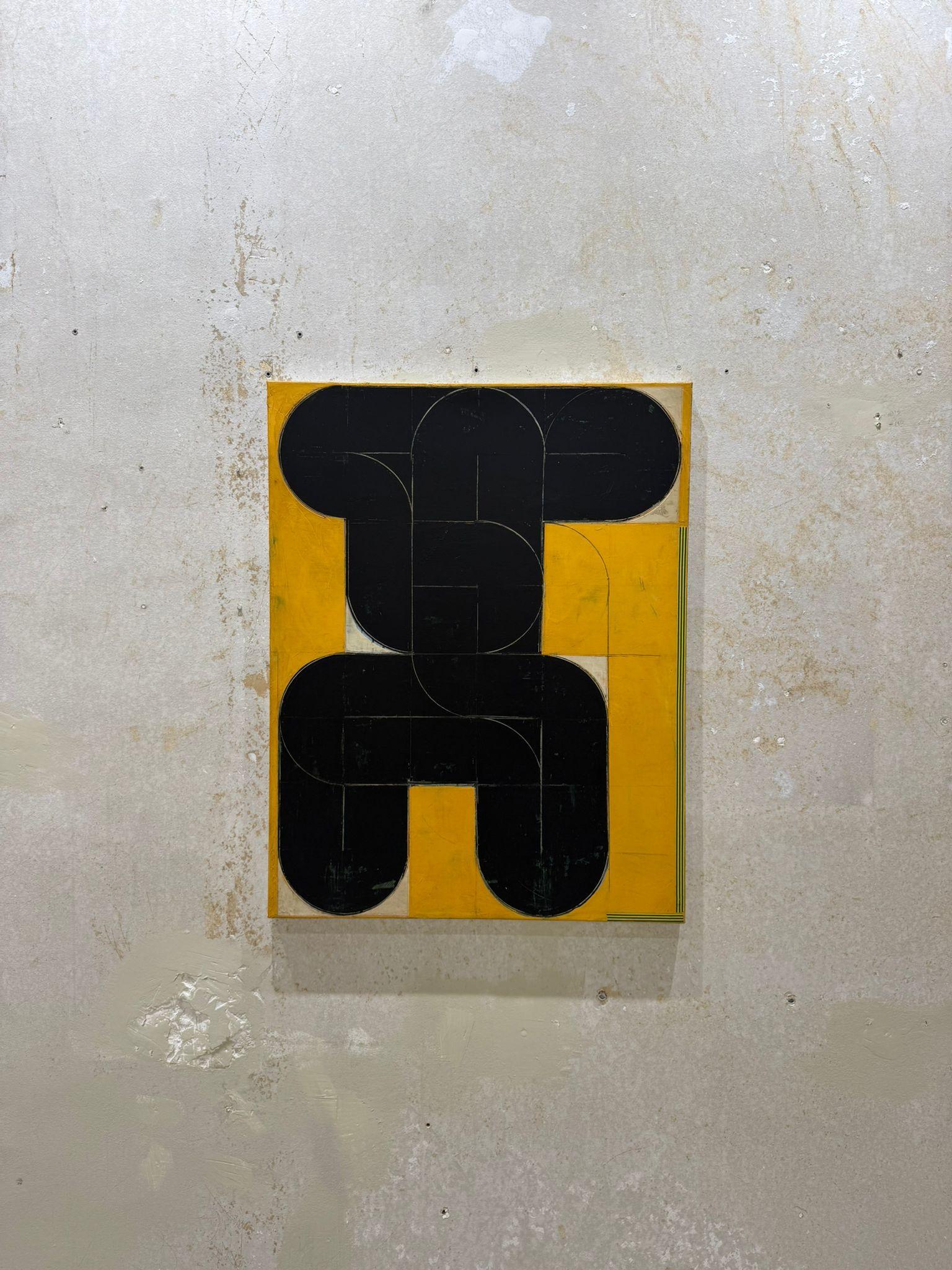 Aleksandar Bezinovic Geometrische Abstraktion Schwarzer Ocker Zeitgenössischer Minimalist im Angebot 5