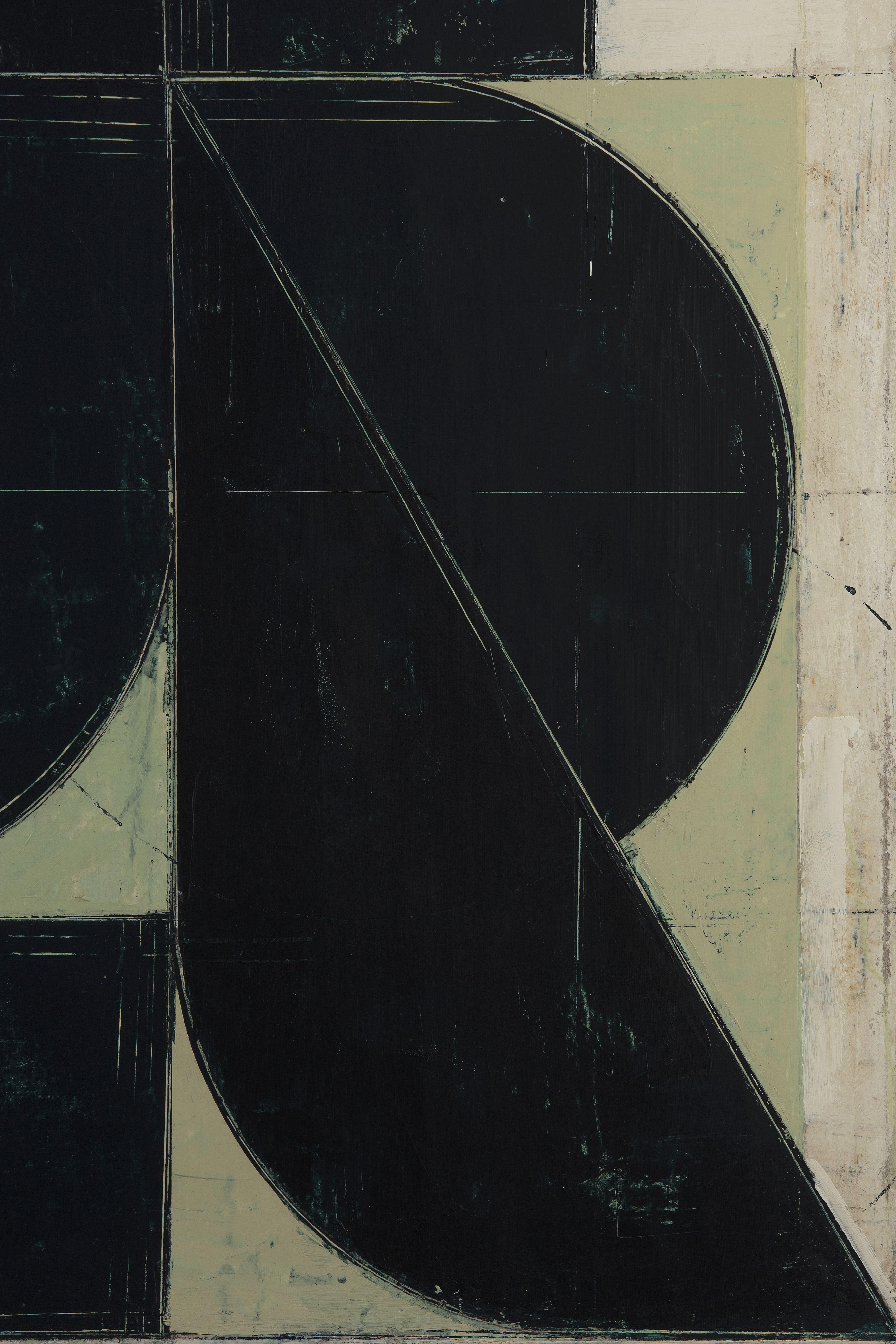 Aleksandar Bezinovic Geometric Abstraction Contemporary Black Green Minimalist For Sale 2