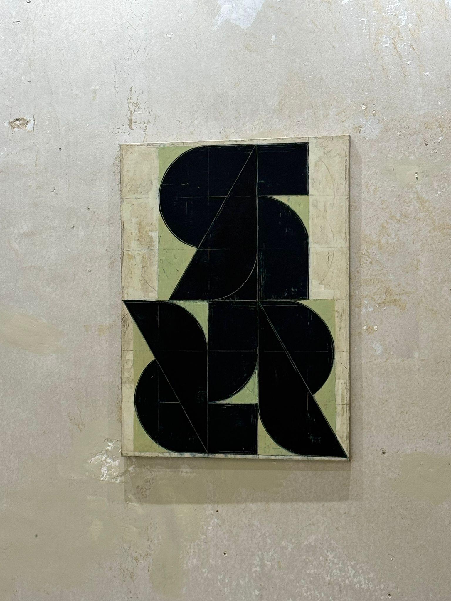Aleksandar Bezinovic Geometric Abstraction Contemporary Black Green Minimalist For Sale 4