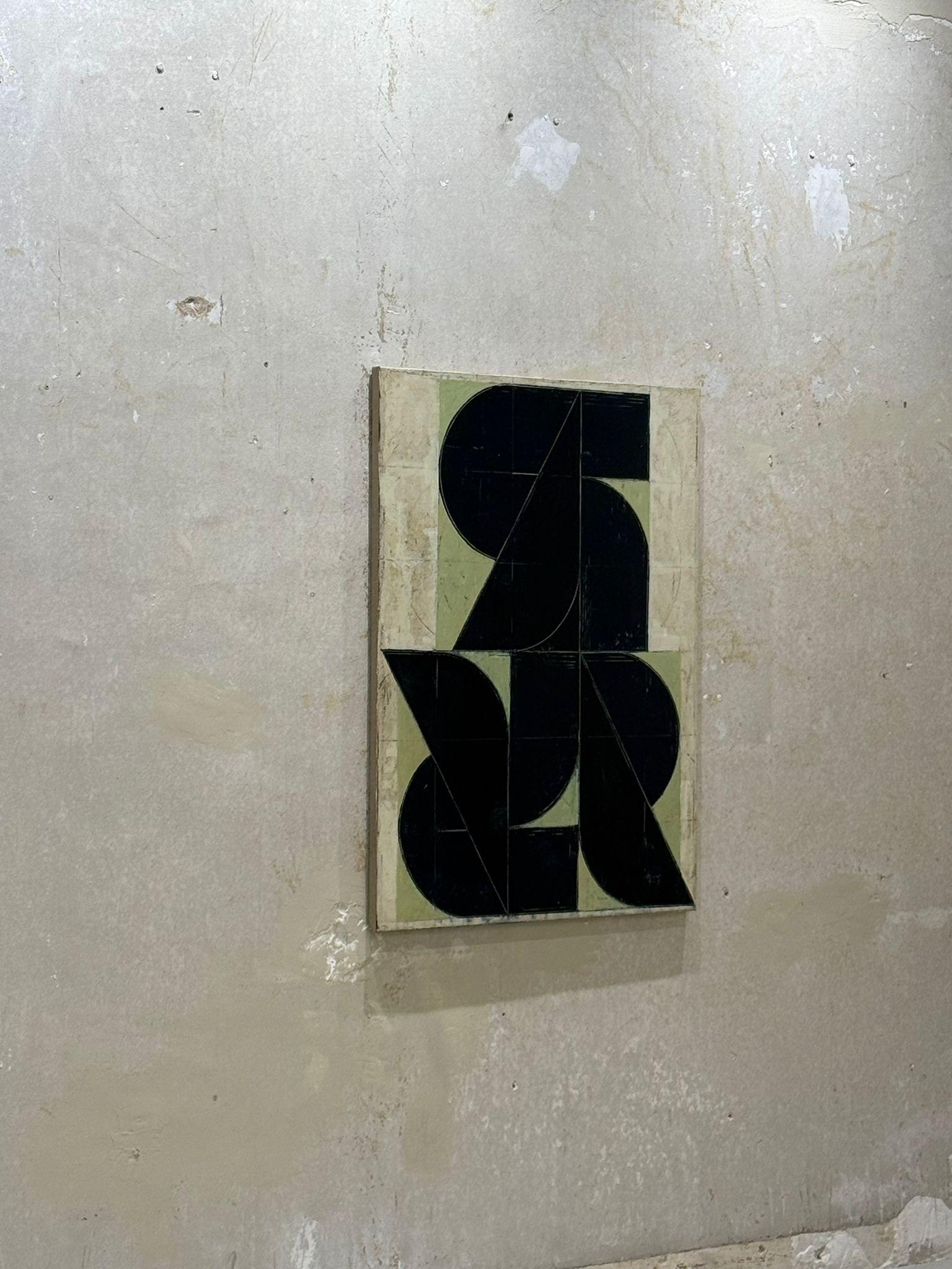 Aleksandar Bezinovic Geometric Abstraction Contemporary Black Green Minimalist For Sale 8