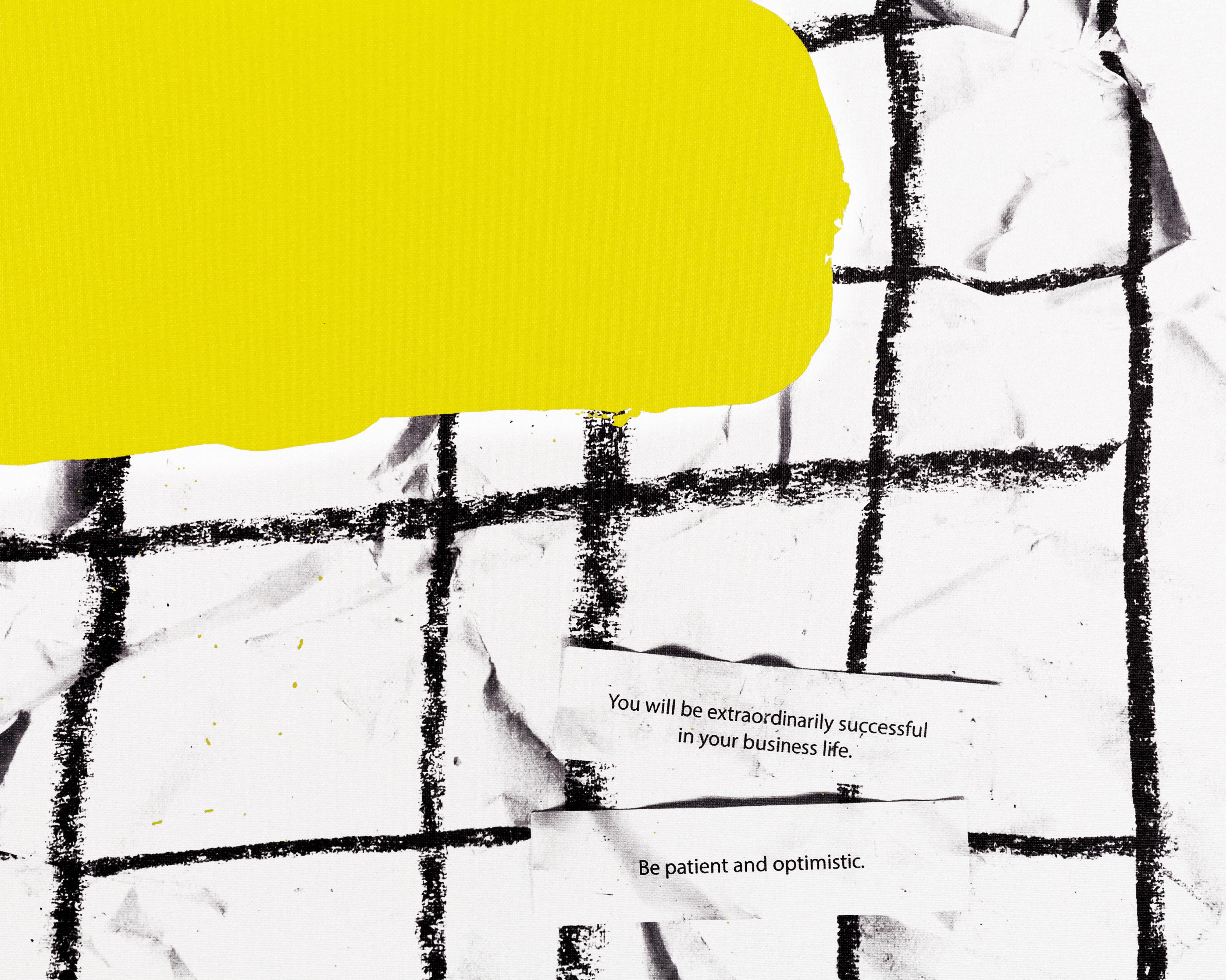 Messages of destiny (Yellow version) (Abstract print)
Print on canvas
This artwork is exclusive to IdeelArt.

Aleksandar Topić's artworks are spontaneous creative manifestations, unconstrained in the use of colors, forms, and gestures. Born in 1991