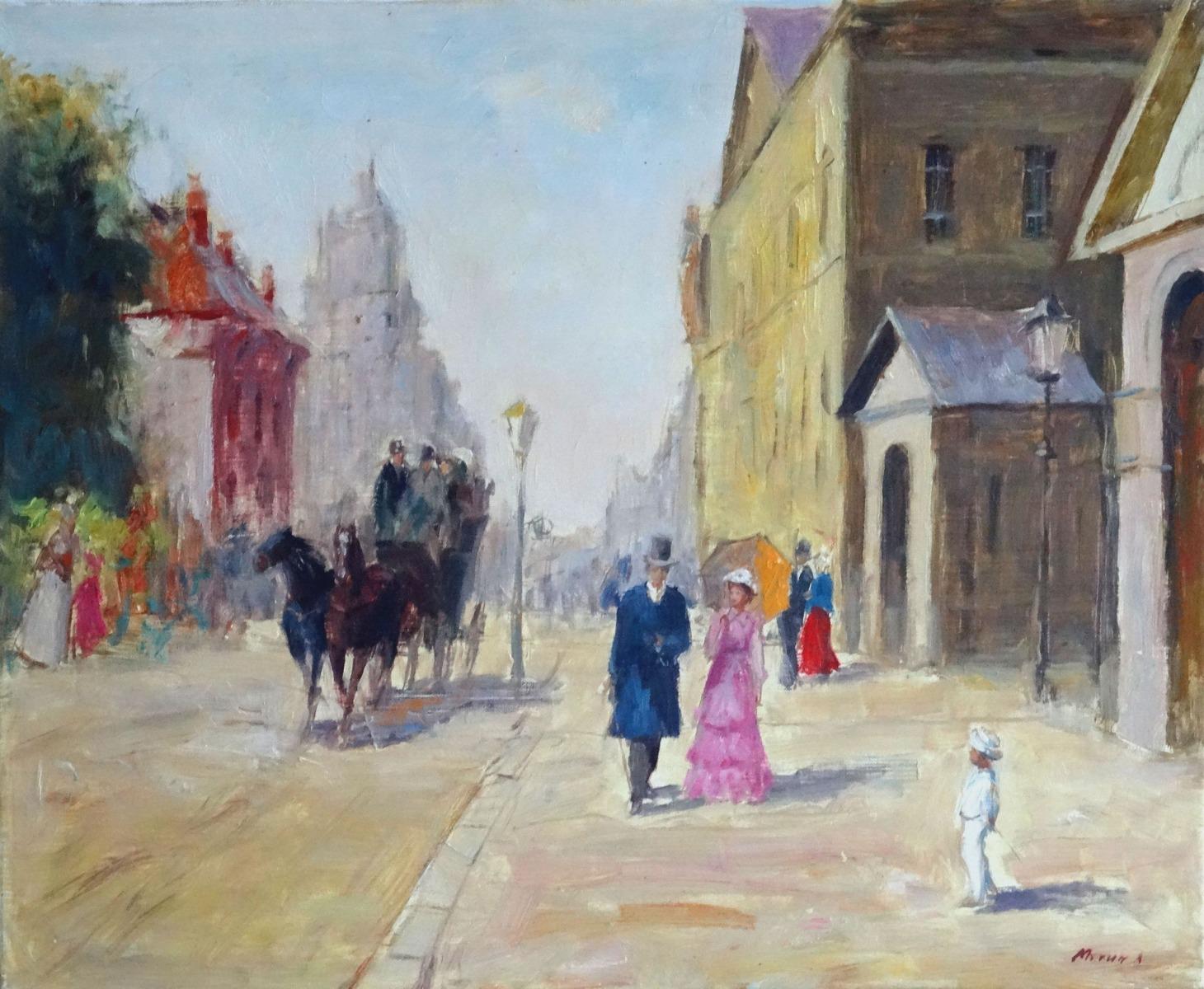 Aleksandr Moukhin Landscape Painting - Old Town. Oil on canvas, 50x60 cm