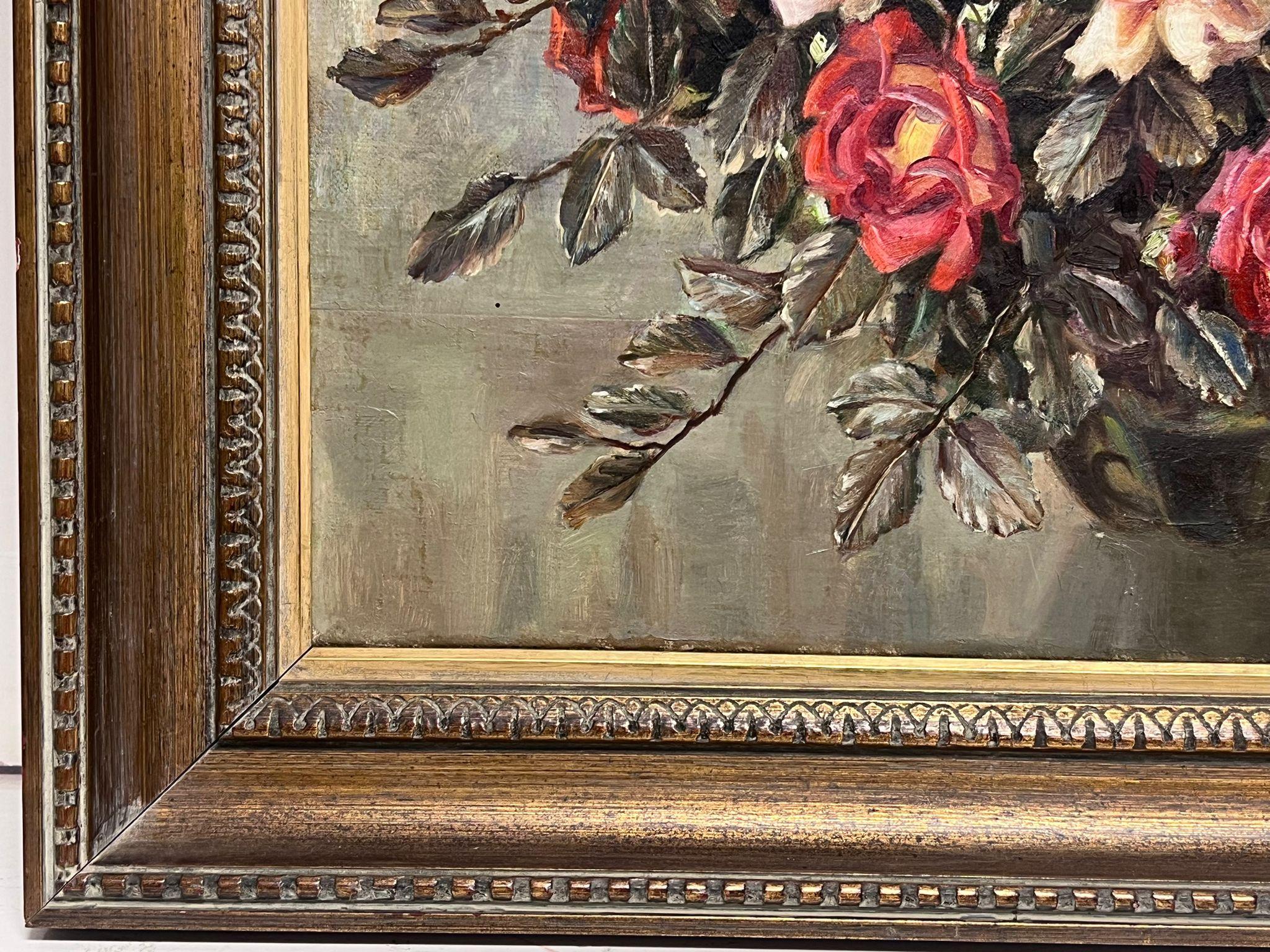 Very Large 1970's Russian Oil Painting Still Life of Abundant Flowers 3