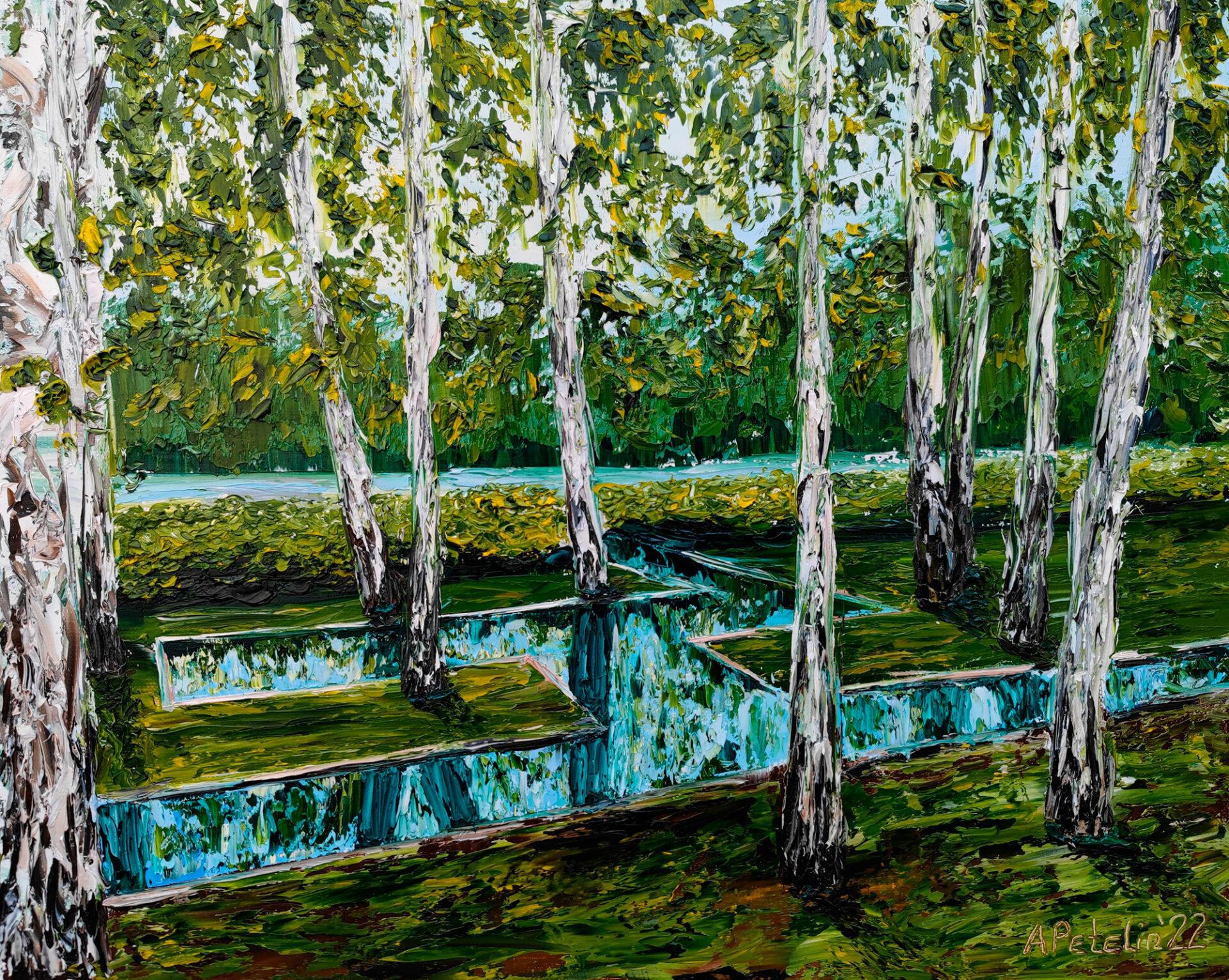 Aleksandr Petelin Landscape Painting - Birches. After rain