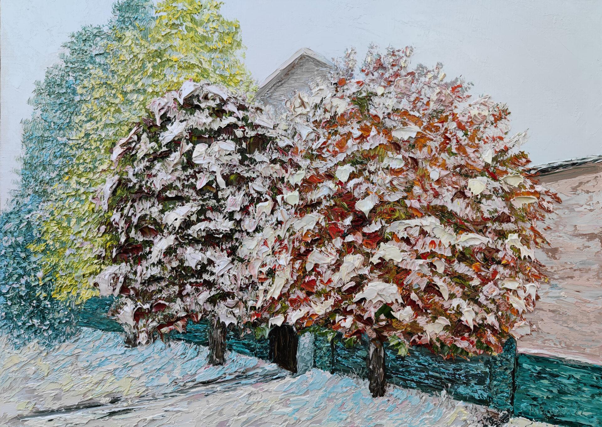 Aleksandr Petelin Landscape Painting - September snowfall