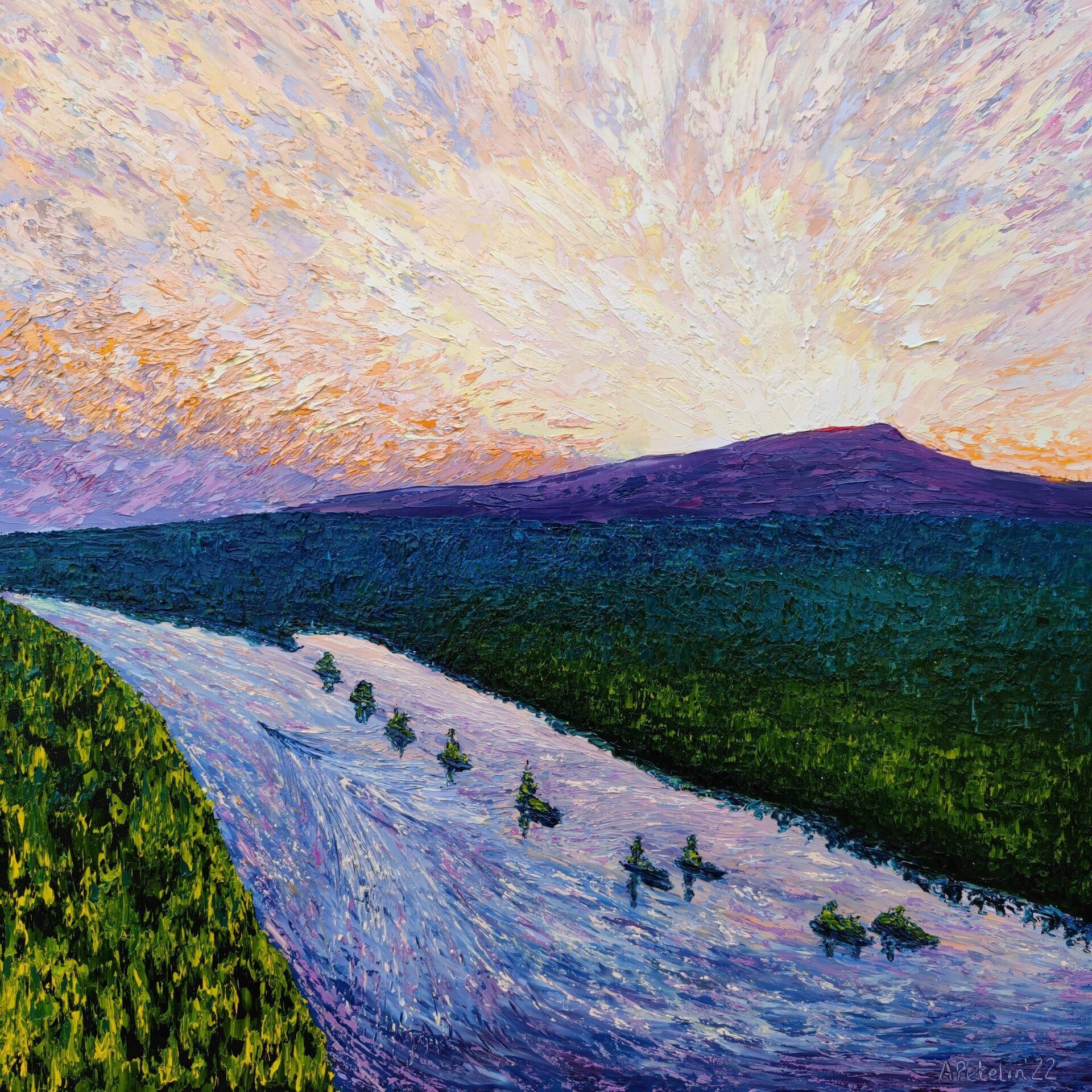 Aleksandr Petelin Landscape Painting - Vishera River. Sunrise