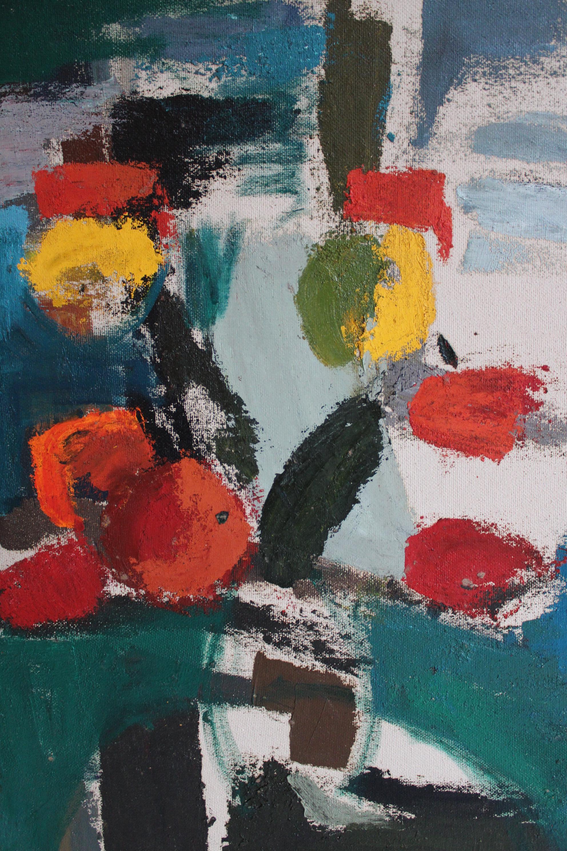 Natura morta astratta. Olio su cartone, 85x74 cm - Still-Life Painting Blu di Aleksandr Rodin (1922-2001)