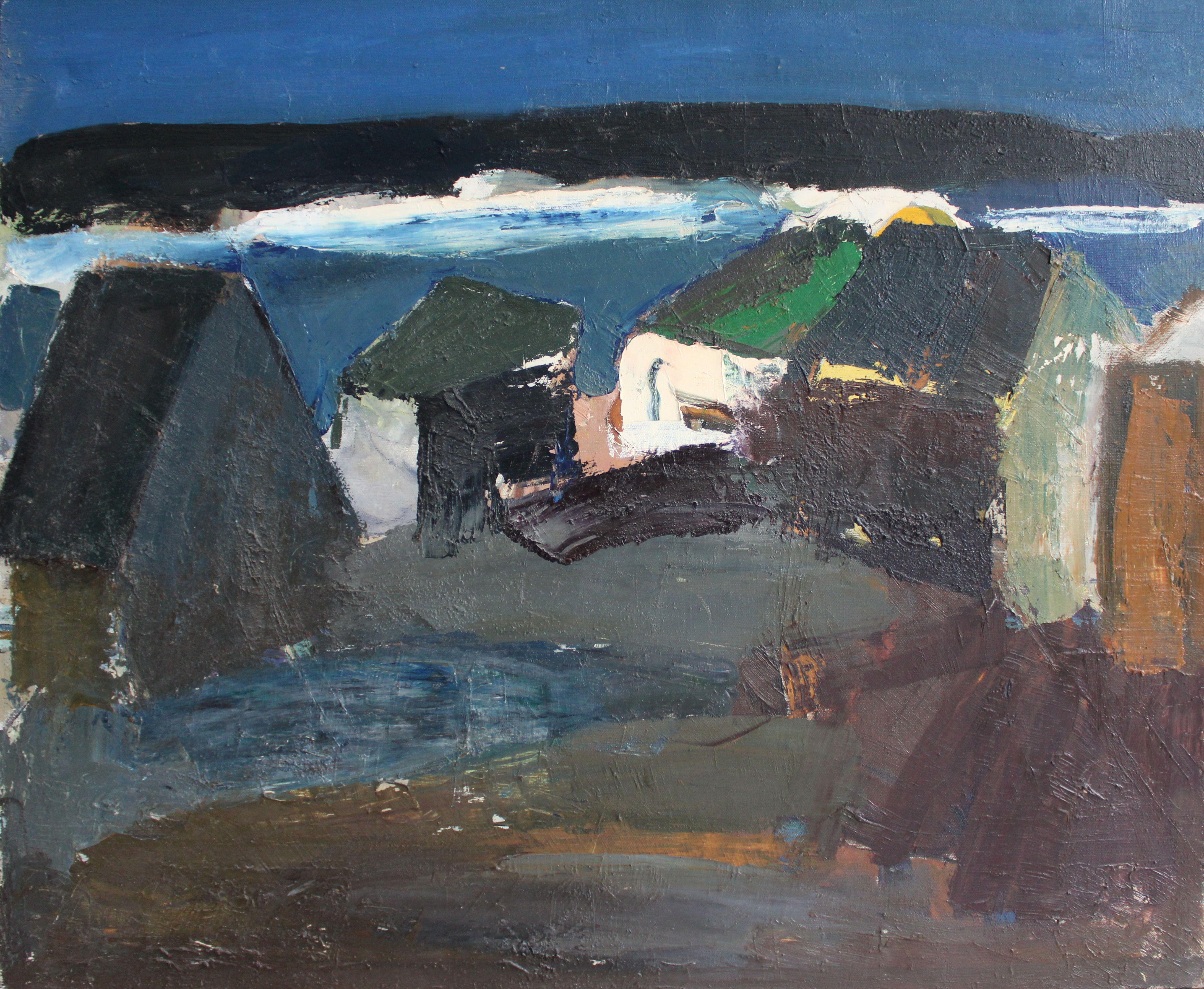 Aleksandr Rodin (1922-2001) Abstract Painting - By the Daugava River