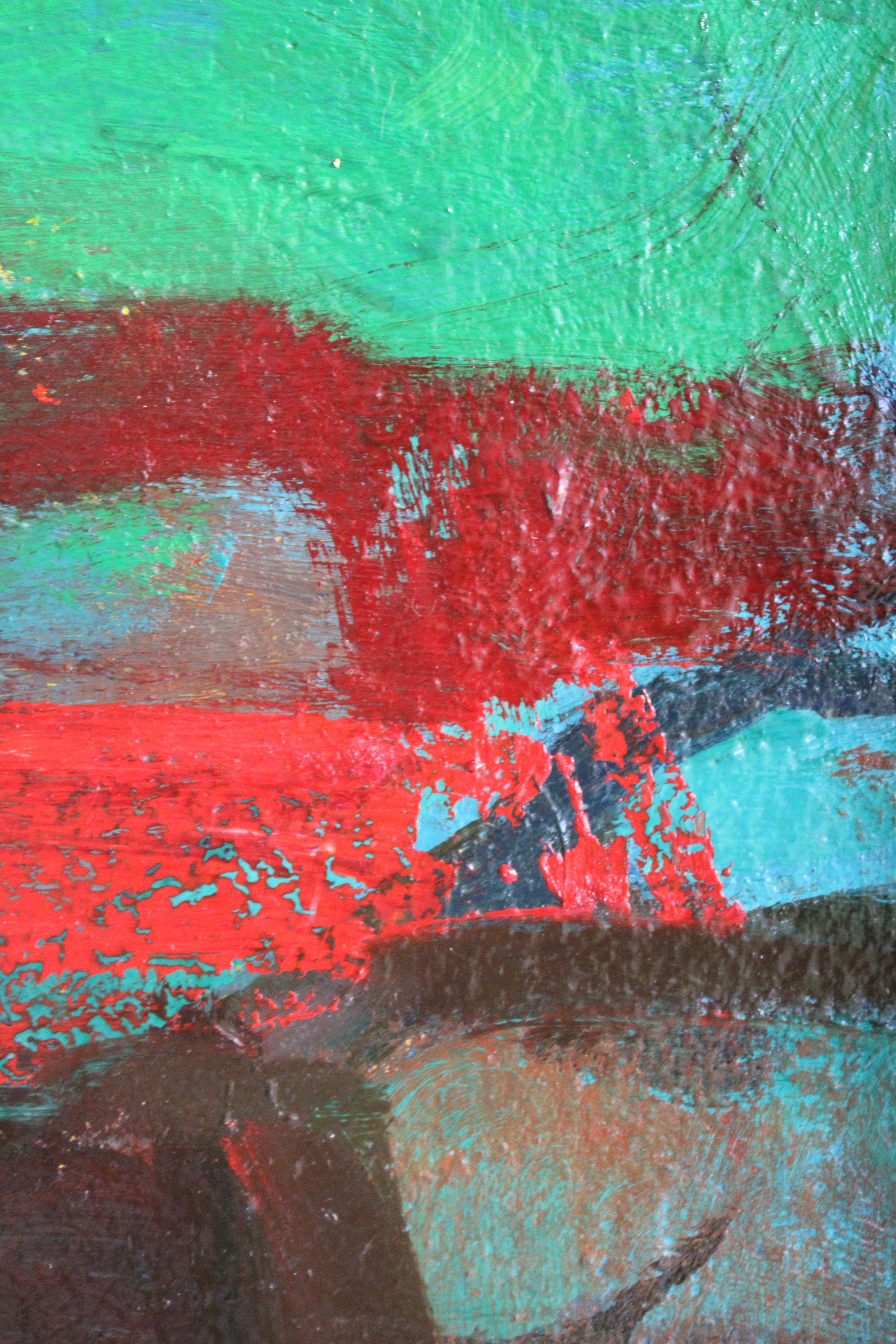 Am Fluss. Öl auf Karton, 63x68 cm, Öl im Angebot 3