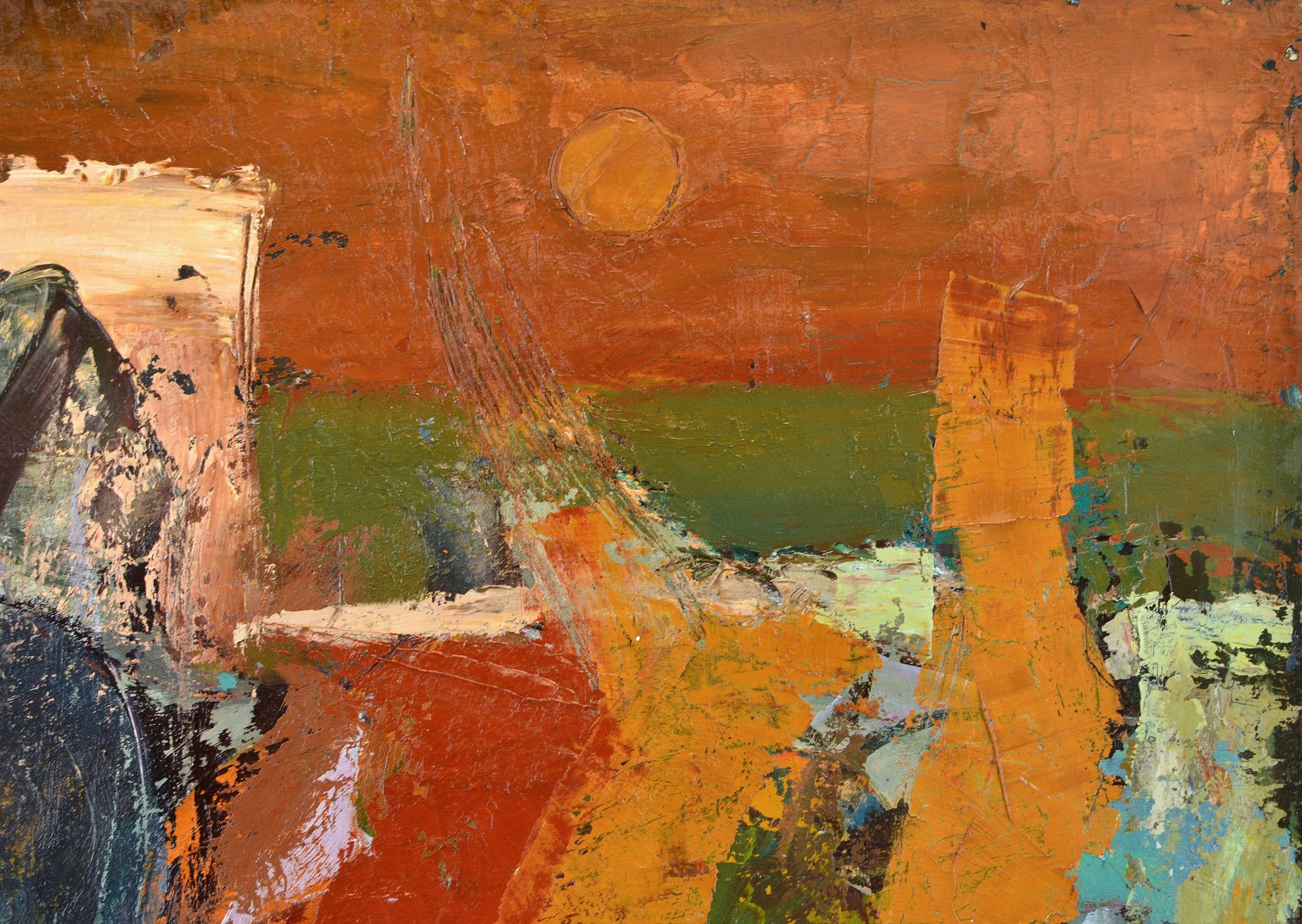 Ciudad , óleo/lienzo, 65x74 cm - Painting Expresionismo abstracto de Aleksandr Rodin (1922-2001)