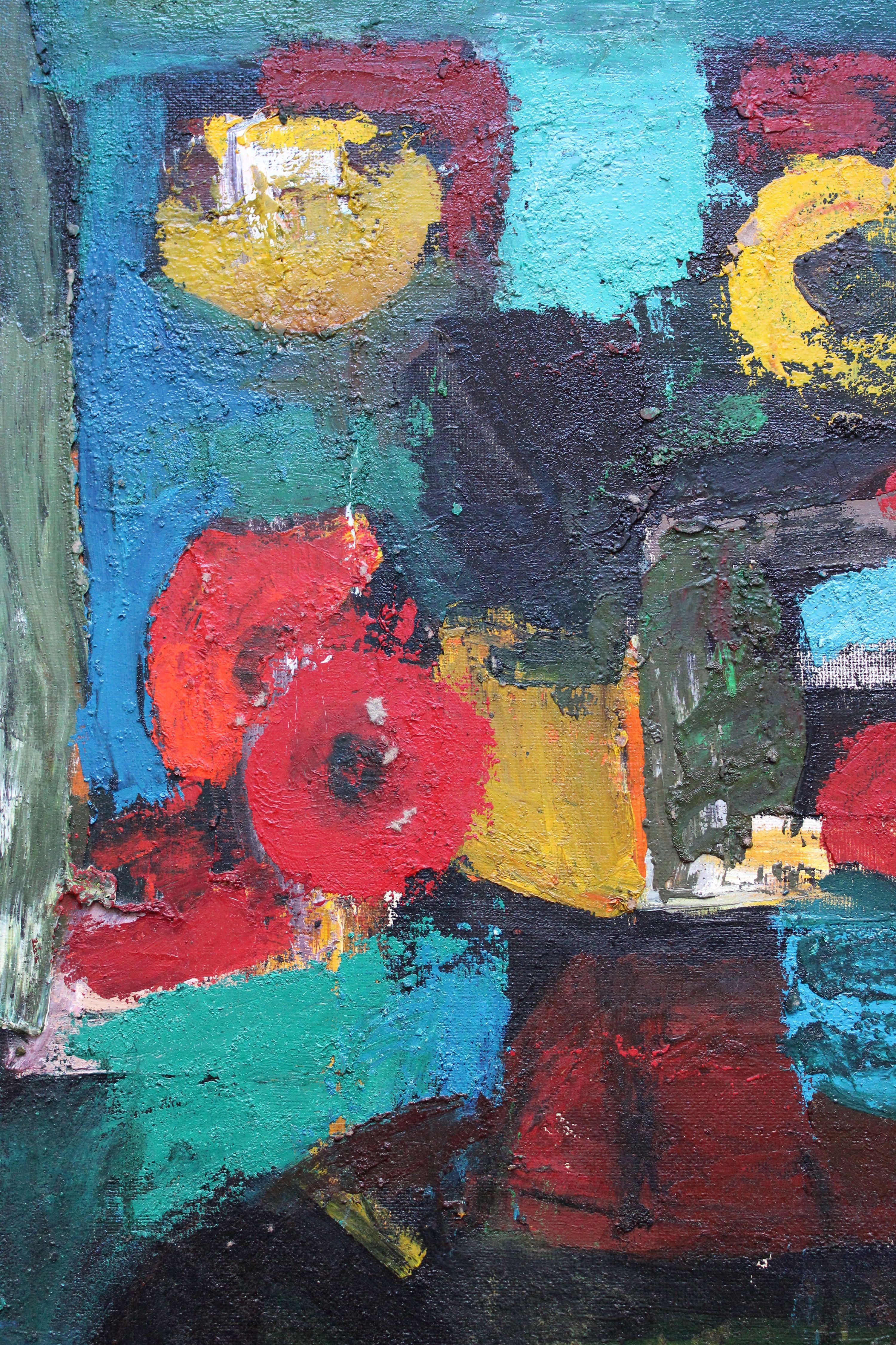 Komposition mit Blumen #2. Öl auf Tafel, 85 x 74,5 cm (Abstrakter Expressionismus), Painting, von Aleksandr Rodin (1922-2001)