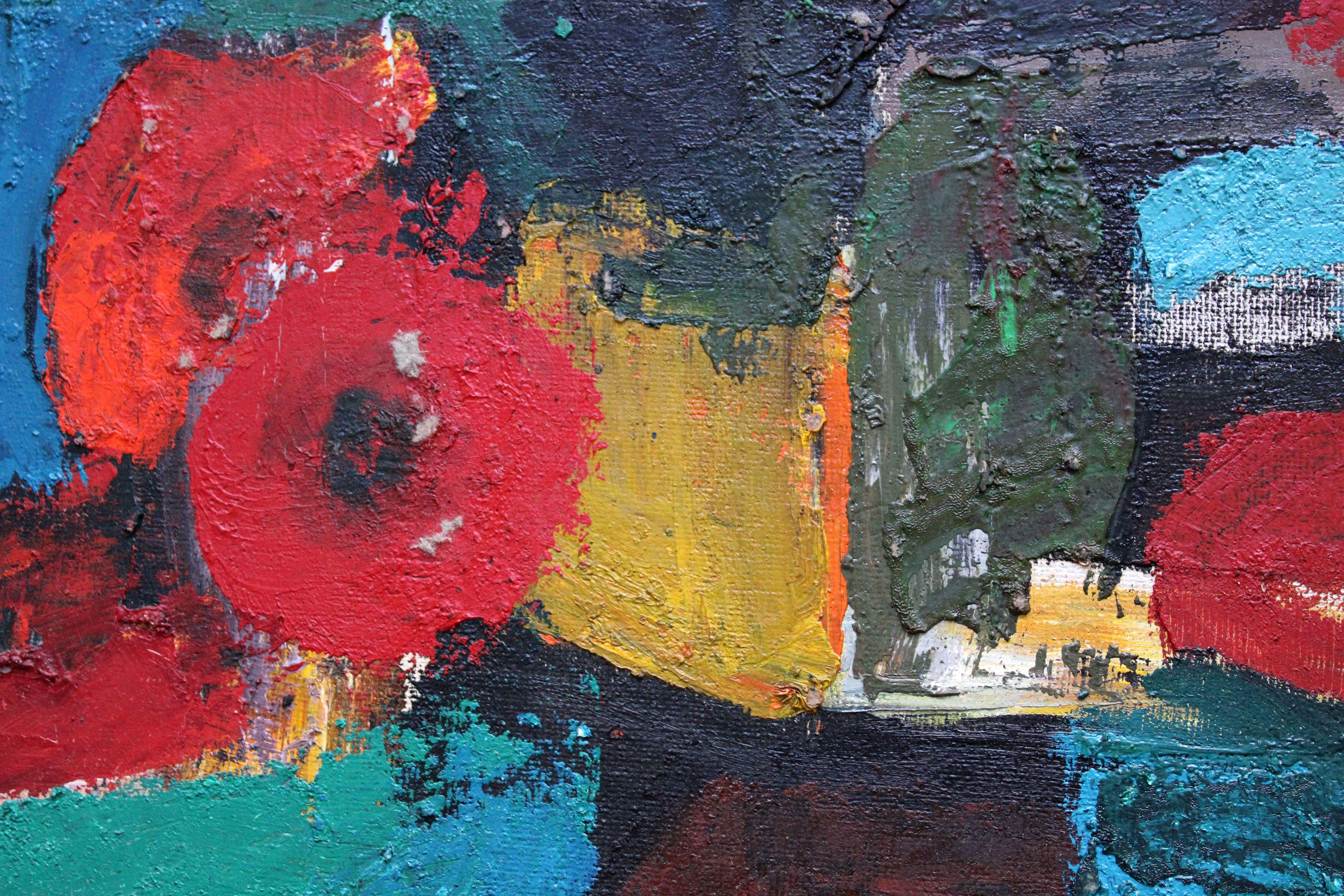 Komposition mit Blumen #2. Öl auf Tafel, 85 x 74,5 cm im Angebot 1
