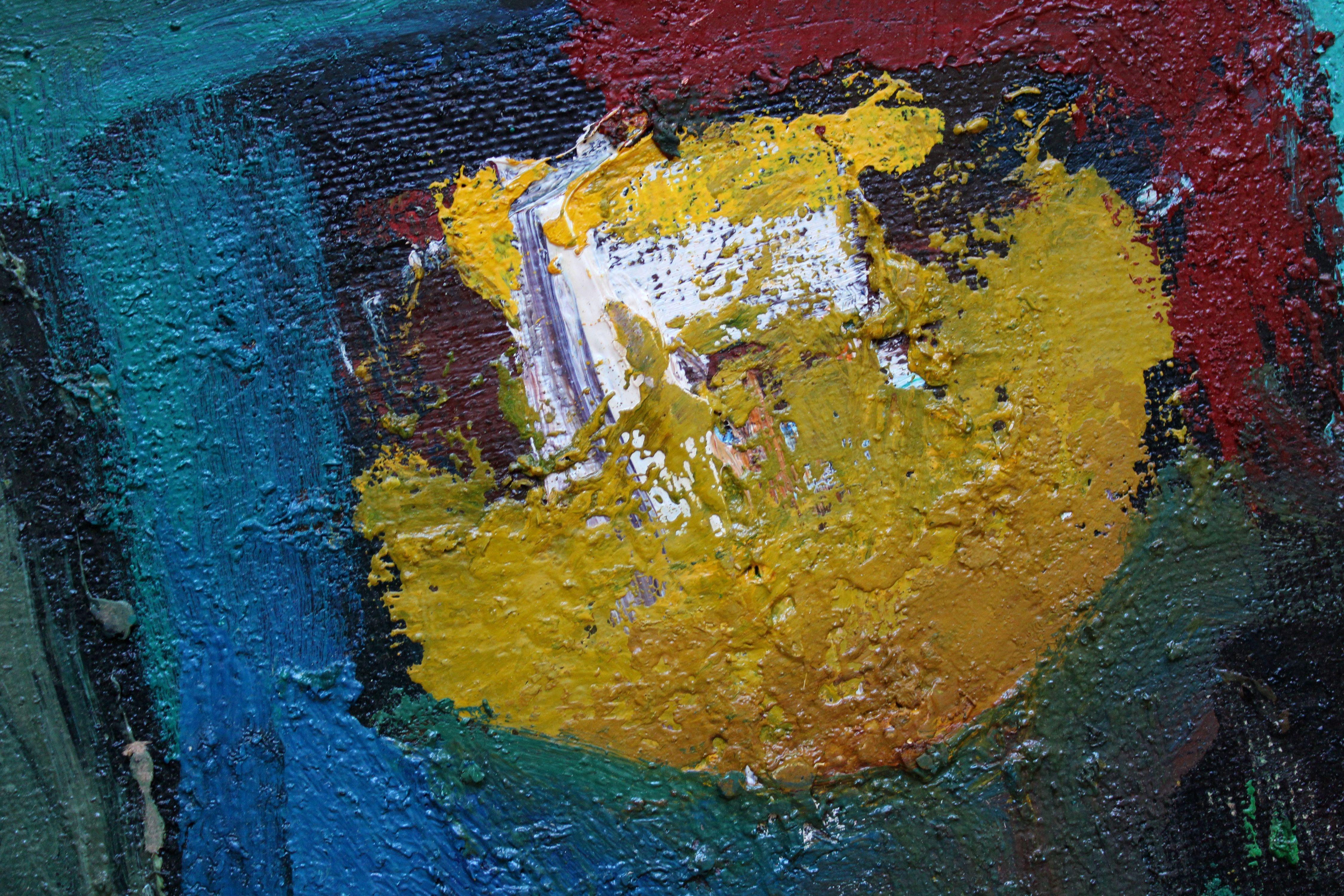 Komposition mit Blumen #2. Öl auf Tafel, 85 x 74,5 cm im Angebot 3