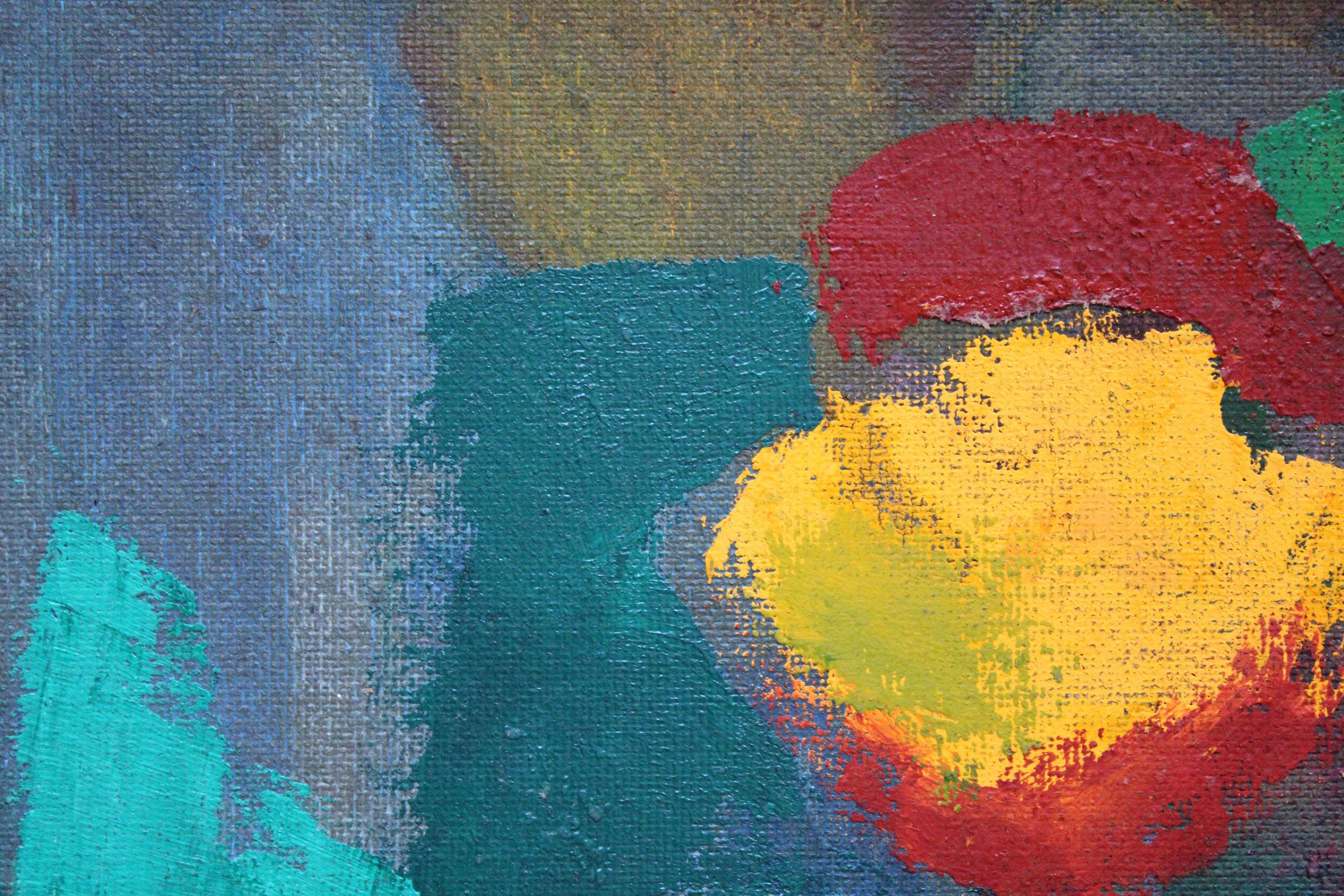 Komposition mit Blumen #3. Öl auf Tafel, 85 x 74,5 cm im Angebot 2
