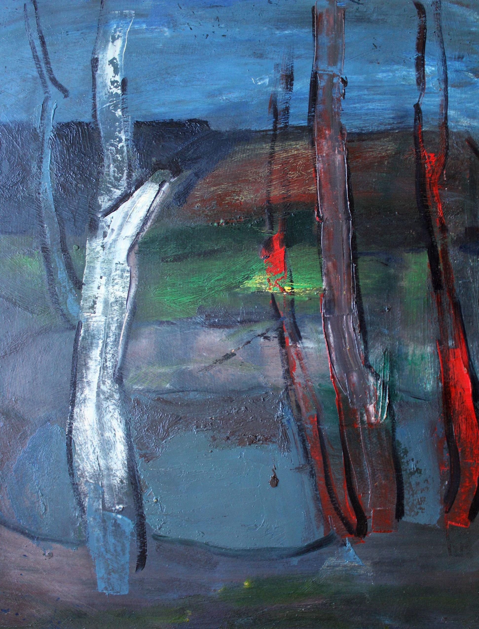 Paysage de campagne - Expressionnisme abstrait Painting par Aleksandr Rodin (1922-2001)