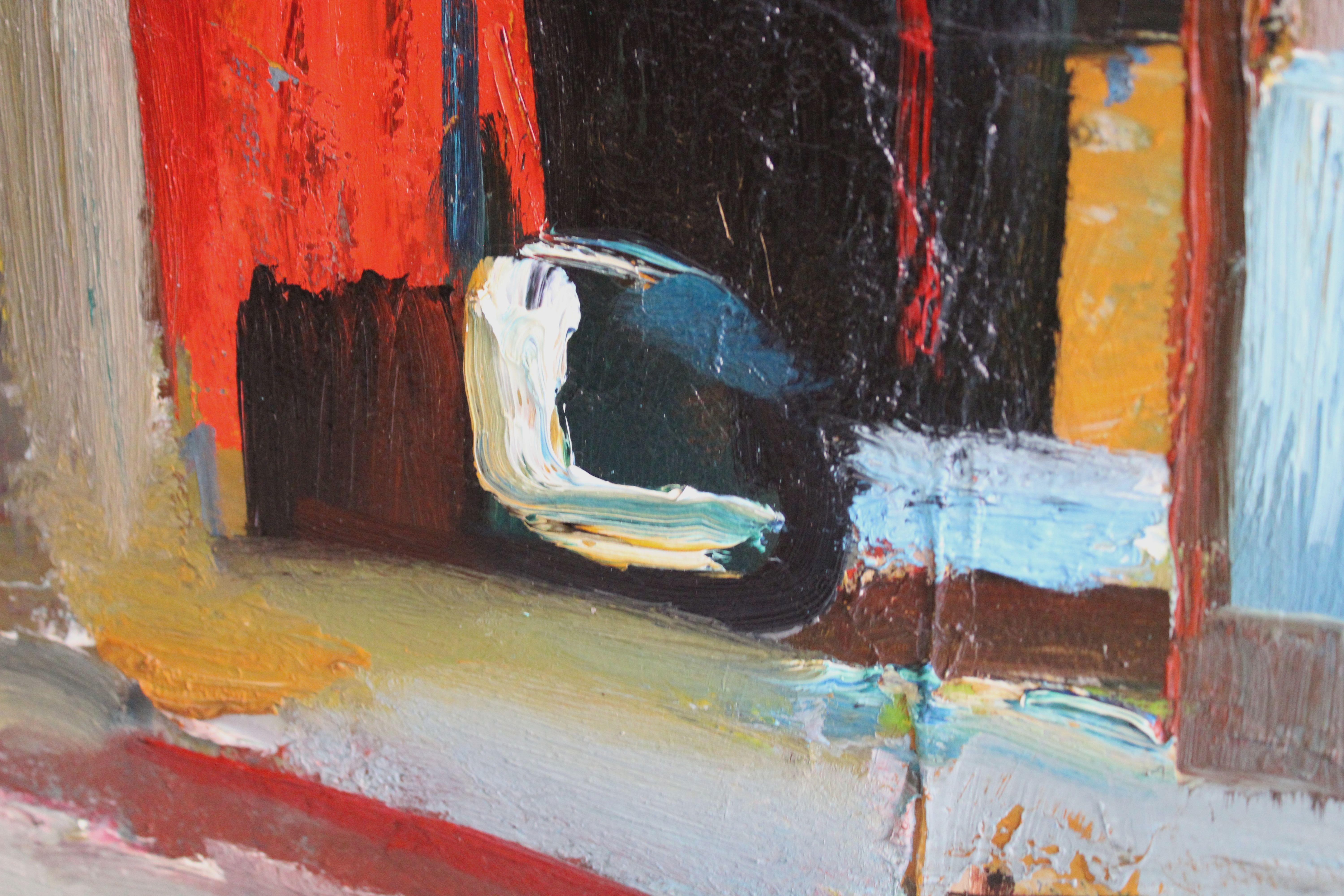 Patio. 1978, óleo sobre cartón, 69x63 cm - Painting Expresionismo abstracto de Aleksandr Rodin (1922-2001)