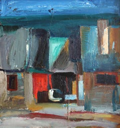 Cortile. 1978, olio su cartone, 69x63 cm