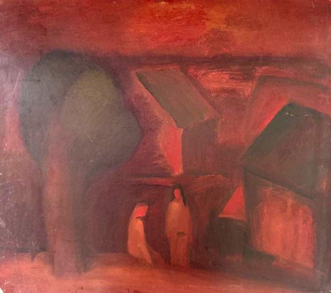 Doppelseitig quer  Karton/Öl, 65x73 cm – Painting von Aleksandr Rodin (1922-2001)