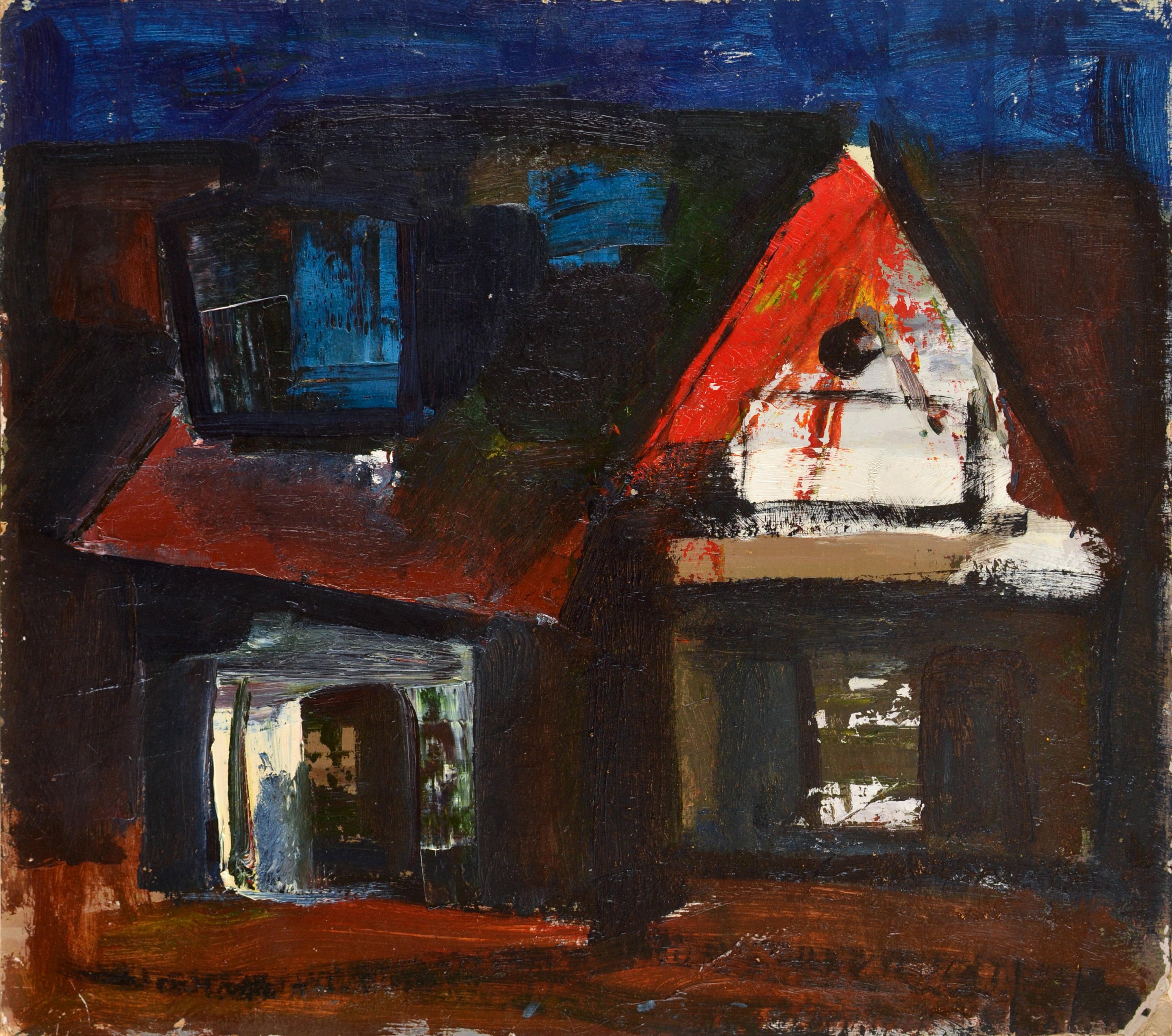 Doppelseitig quer  Karton/Öl, 65x73 cm (Schwarz), Abstract Painting, von Aleksandr Rodin (1922-2001)