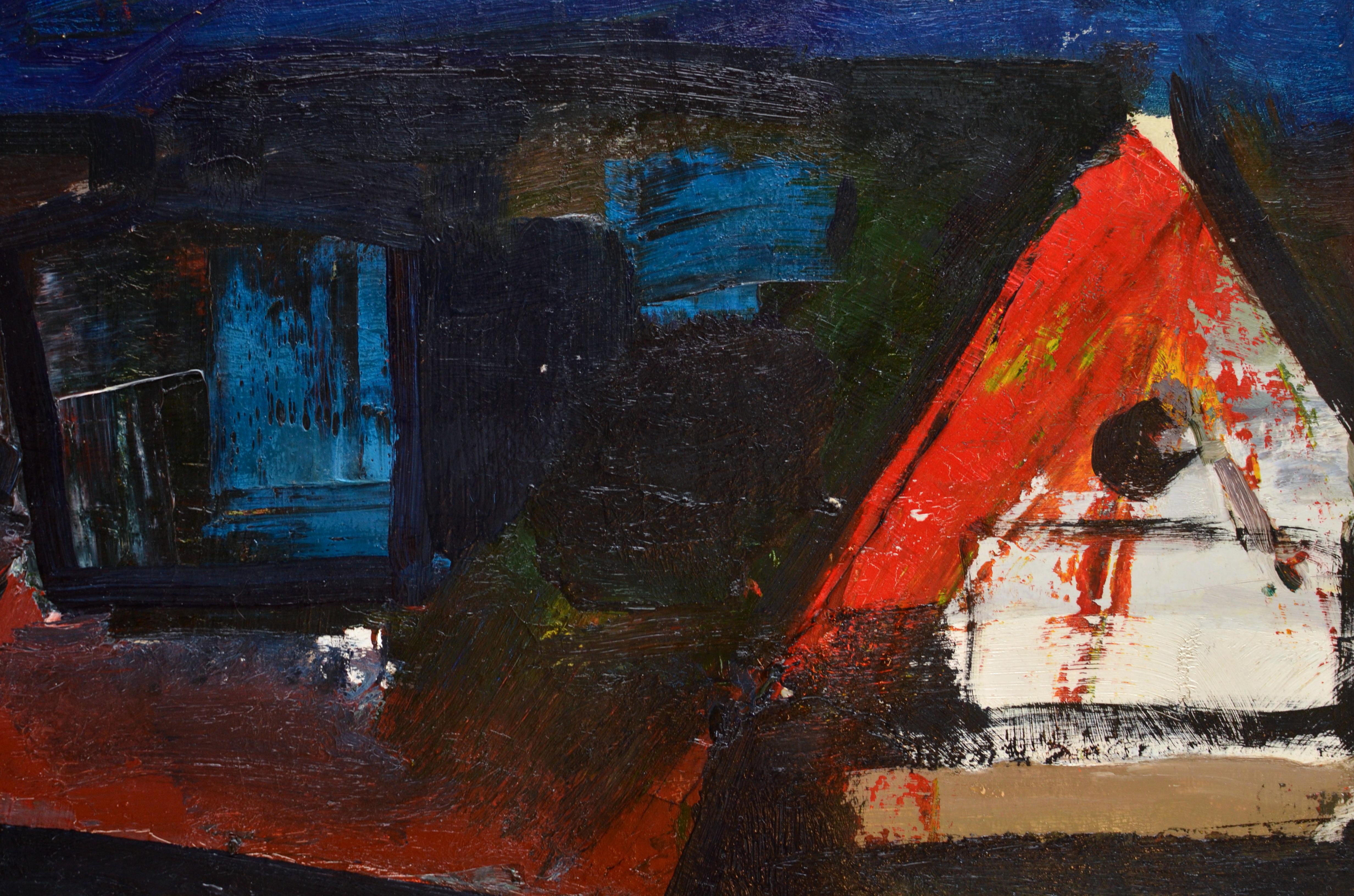 Doppelseitig quer  Karton/Öl, 65x73 cm im Angebot 1