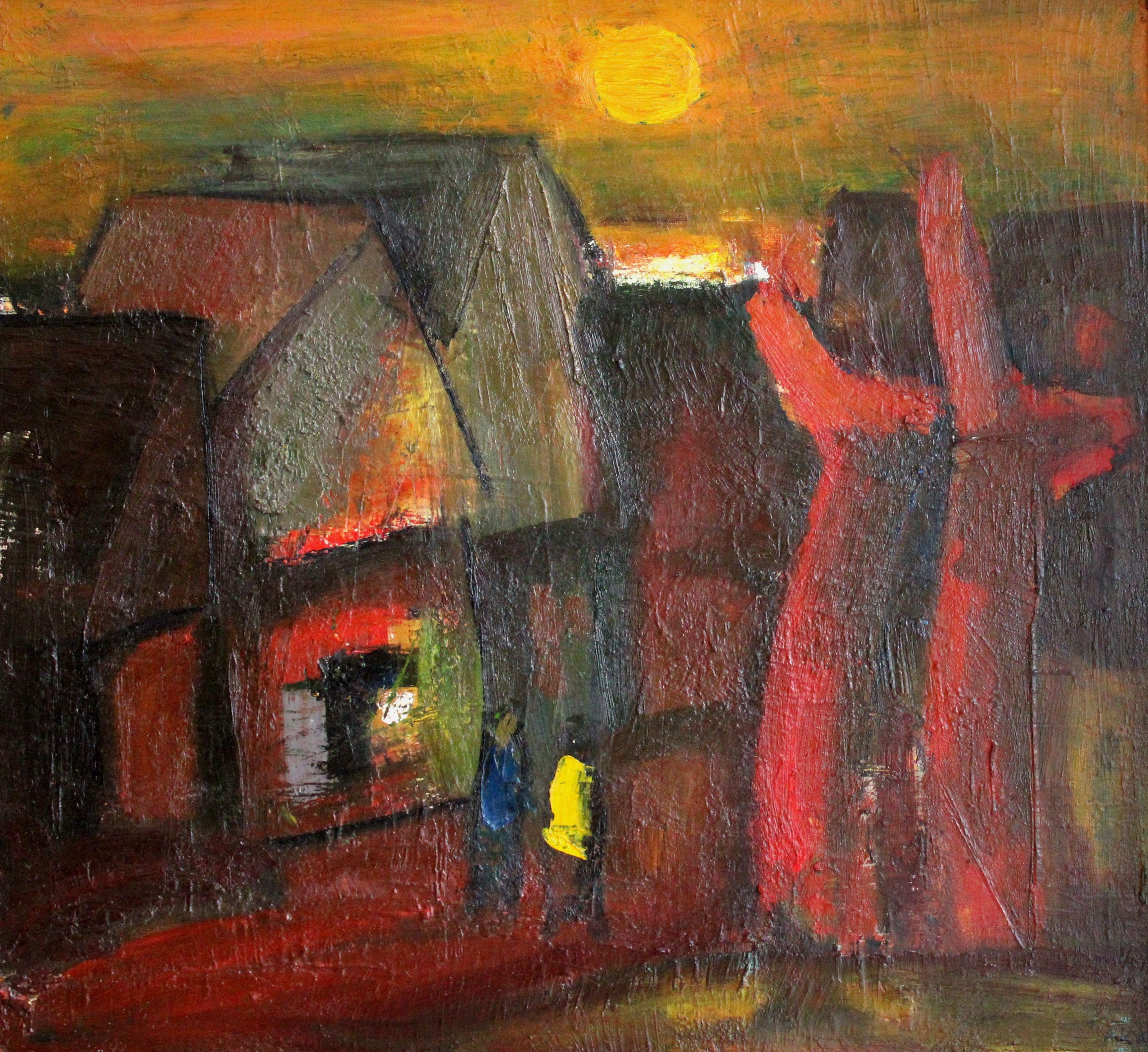 Landscape Painting di Aleksandr Rodin (1922-2001) - Sera. 1981, olio su tela, 65x70 cm