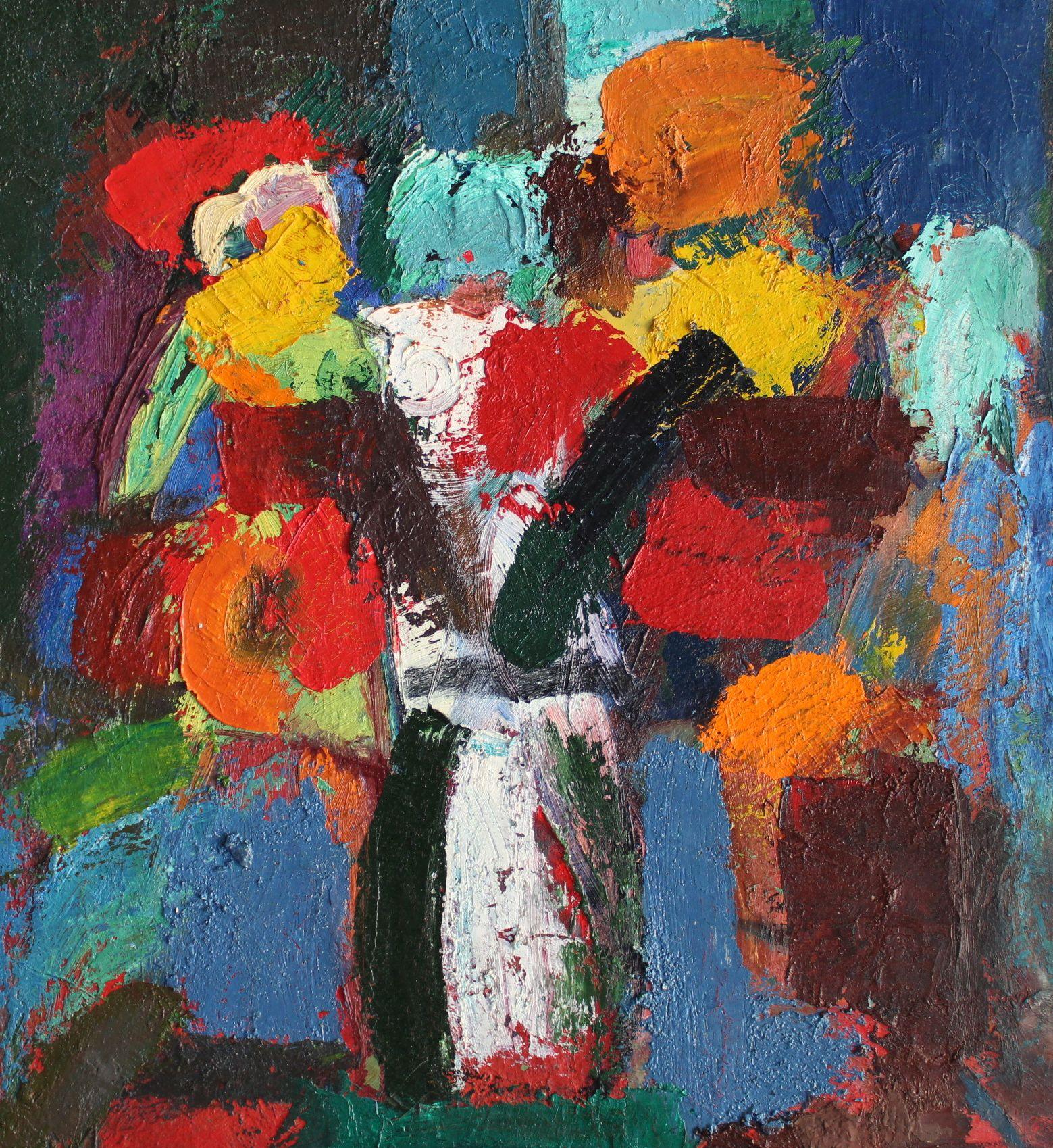 Flores en un jarrón - Painting de Aleksandr Rodin (1922-2001)