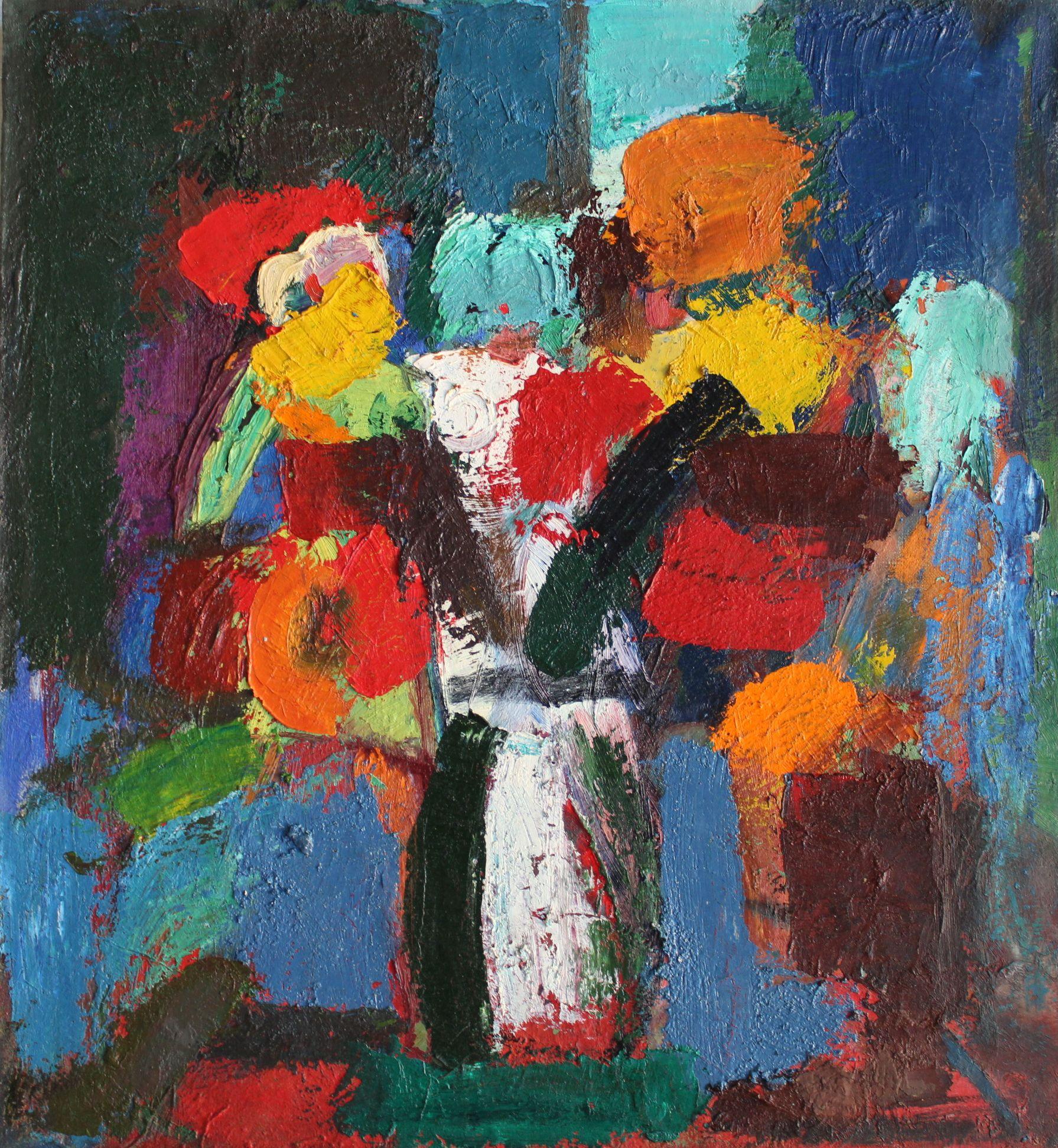 Flores en un jarrón - Still-Life Painting Negro de Aleksandr Rodin (1922-2001)