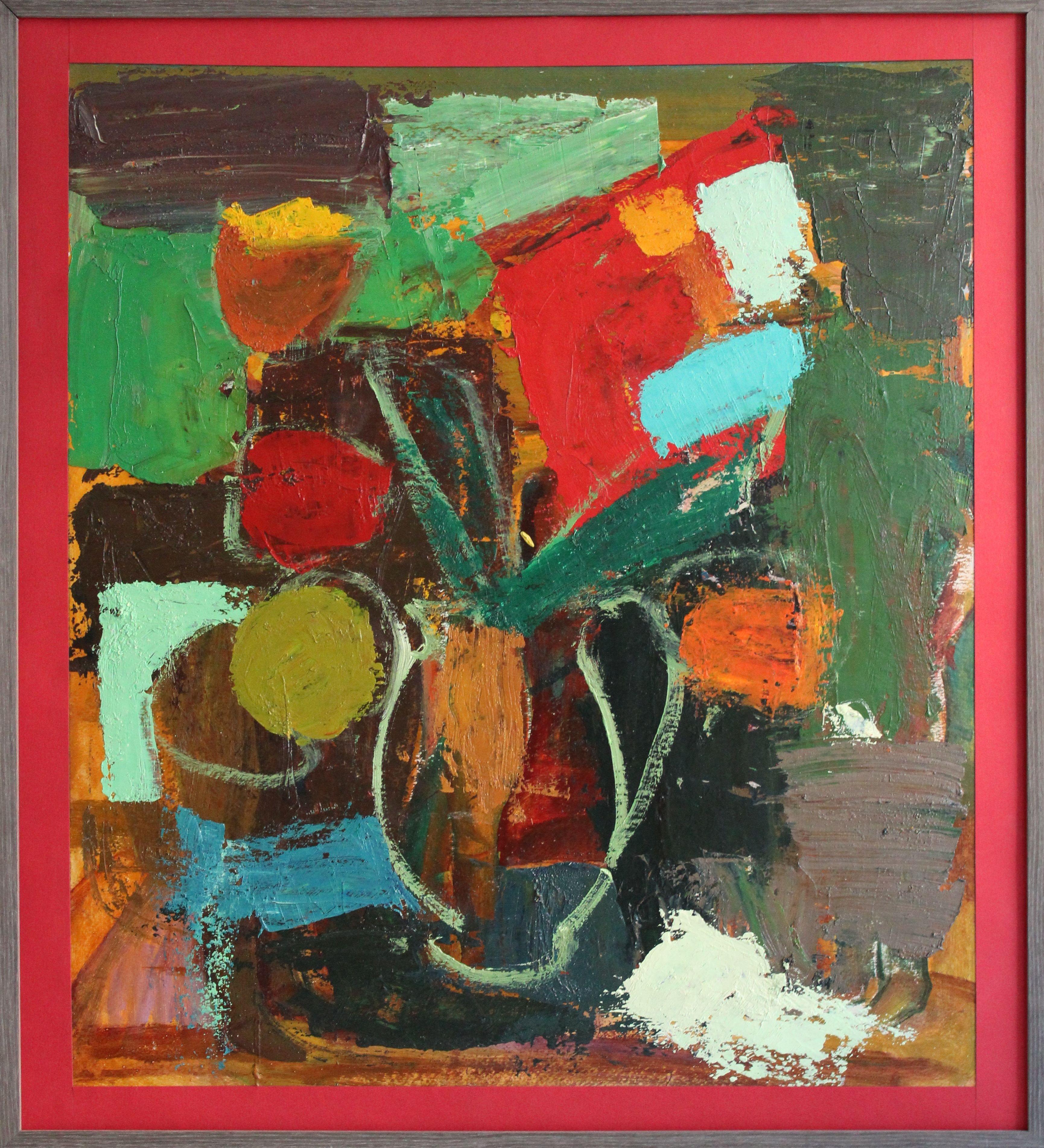 Flowers of life. Bilateral. Oil on cardboard, 73x65 cm - Abstract Expressionist Painting by Aleksandr Rodin (1922-2001)