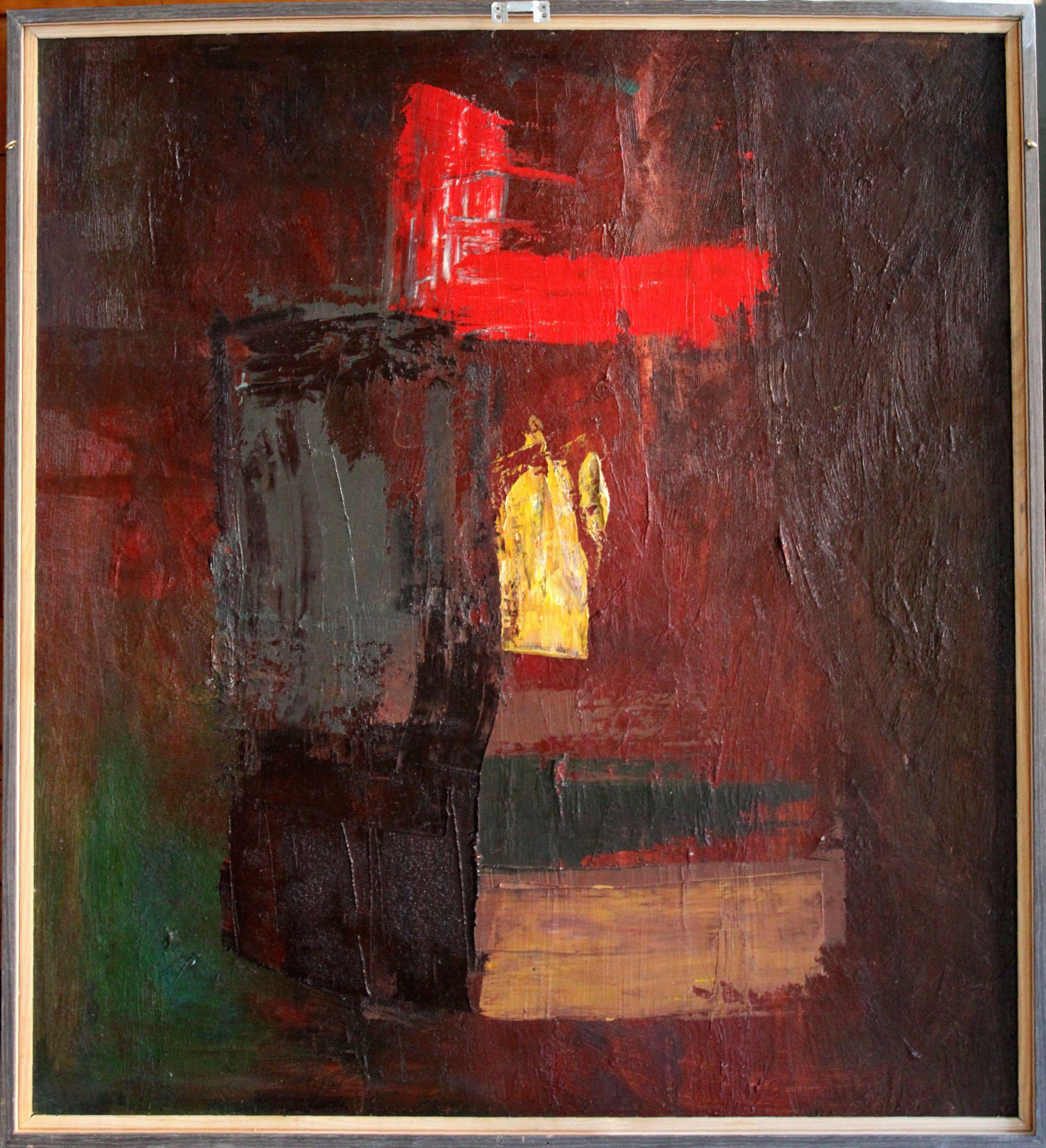 Flowers of life. Bilateral. Oil on cardboard, 73x65 cm - Brown Still-Life Painting by Aleksandr Rodin (1922-2001)
