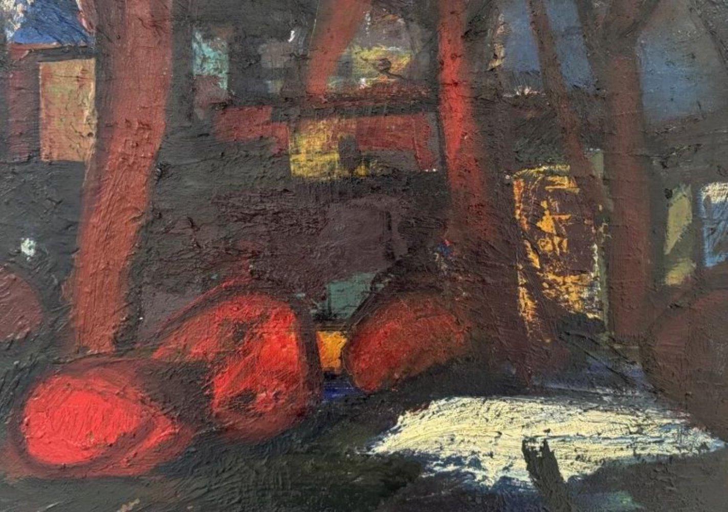 Landschaft mit roten Steinen  Öl/Leinwand, 50x53 cm – Painting von Aleksandr Rodin (1922-2001)