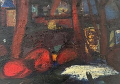 Landschaft mit roten Steinen  Öl/Leinwand, 50x53 cm