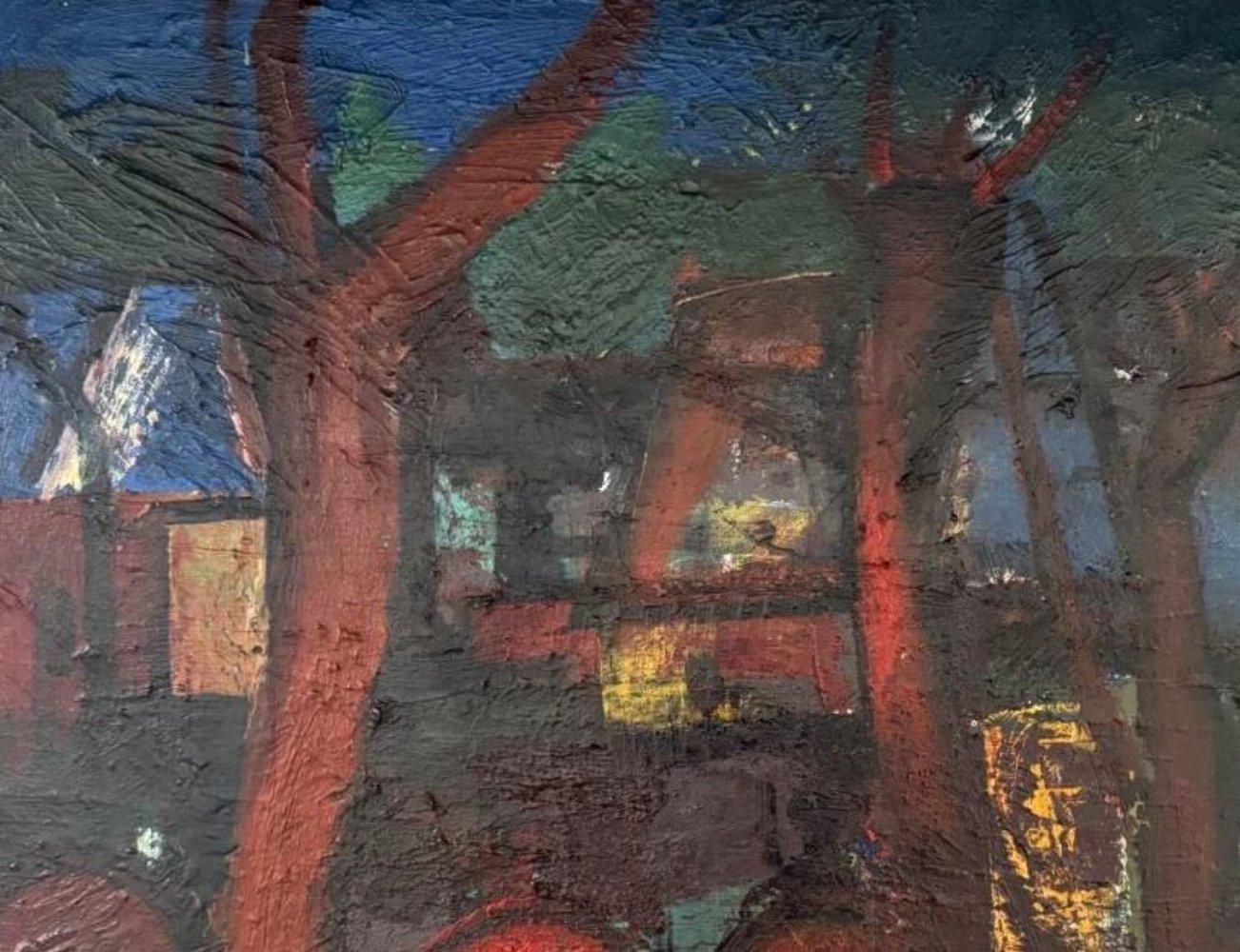 Landschaft mit roten Steinen  Öl/Leinwand, 50x53 cm (Abstrakter Expressionismus), Painting, von Aleksandr Rodin (1922-2001)