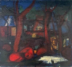 Paesaggio con pietre rosse  olio/tela, 50x53 cm