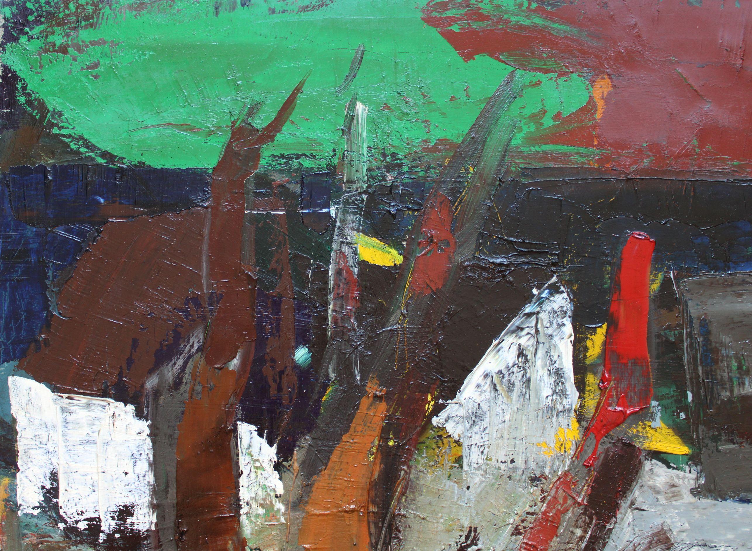 Landschaft mit Bäumen.  Öl/Leinwand, 60x65 cm – Painting von Aleksandr Rodin (1922-2001)