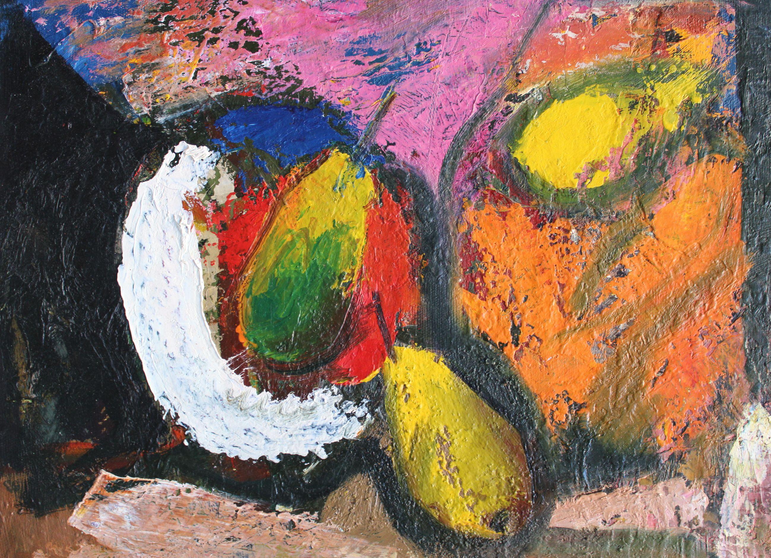 Peras  lienzo/óleo, 38x46 cm - Painting de Aleksandr Rodin (1922-2001)