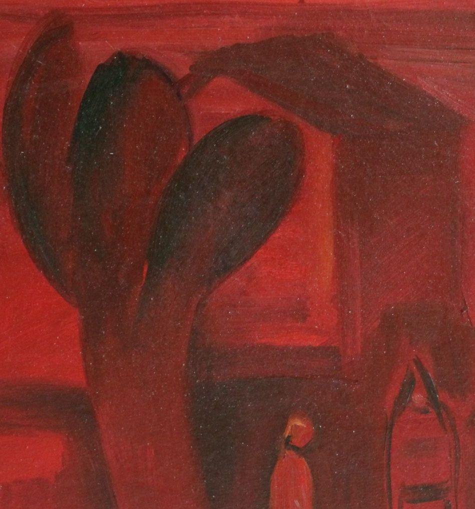 Paisaje rojo - Painting de Aleksandr Rodin (1922-2001)