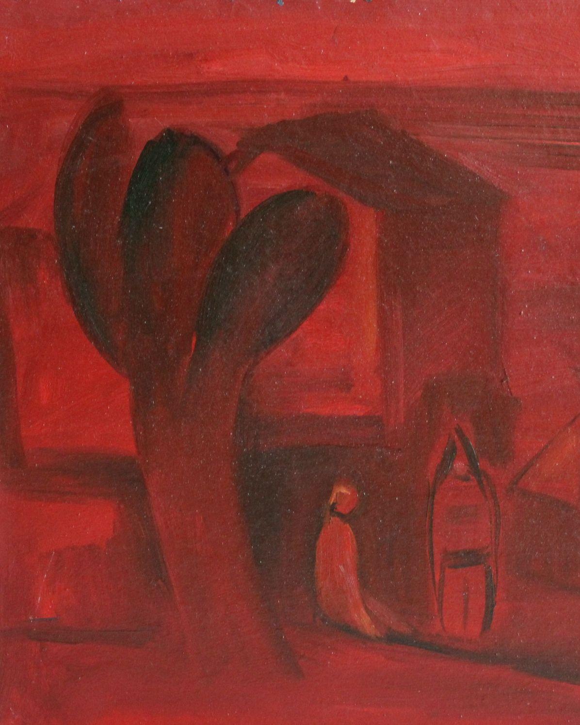 Paisaje rojo - Painting Expresionismo abstracto de Aleksandr Rodin (1922-2001)