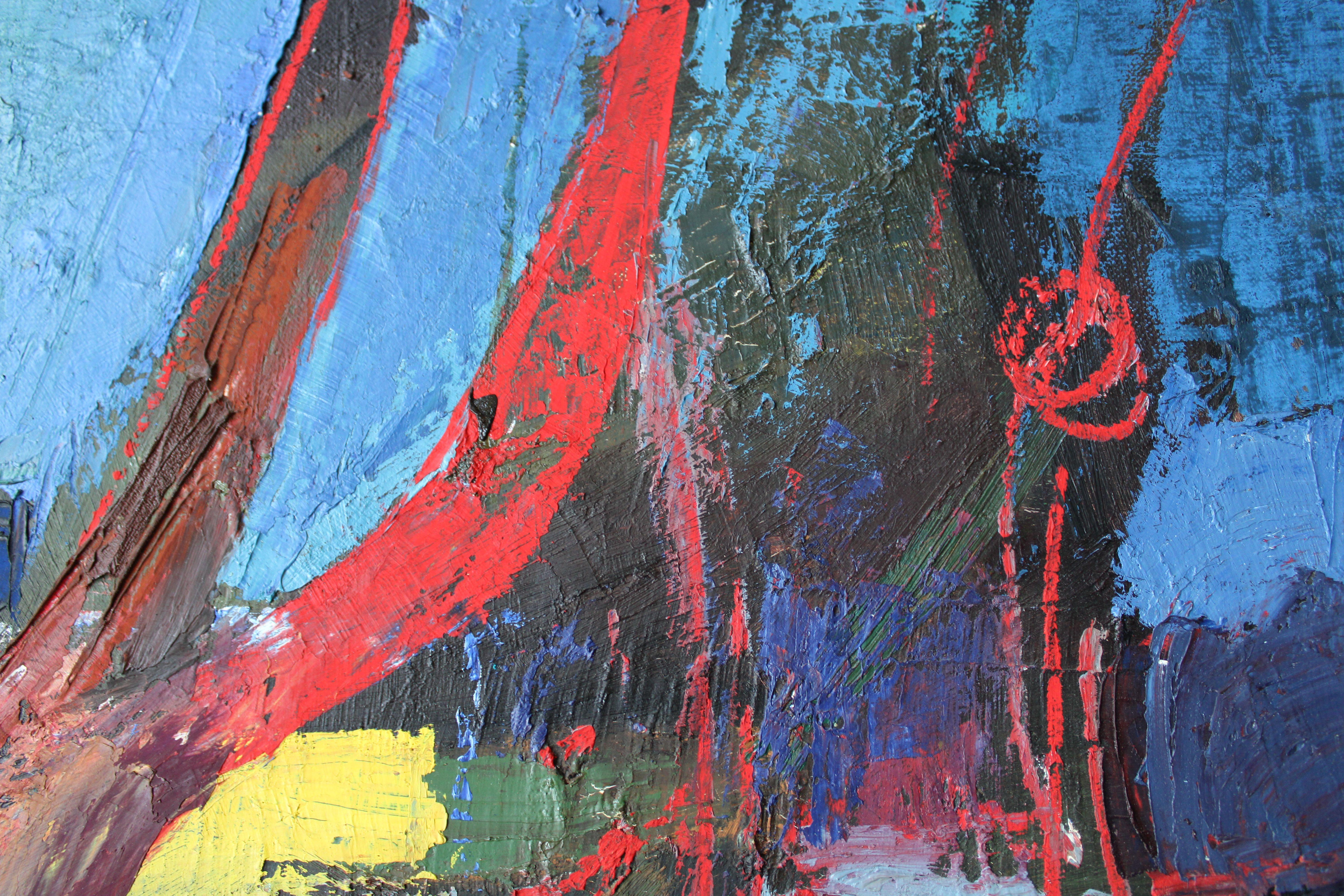 Sussurri in blu - Landscape Painting Blu di Aleksandr Rodin (1922-2001)