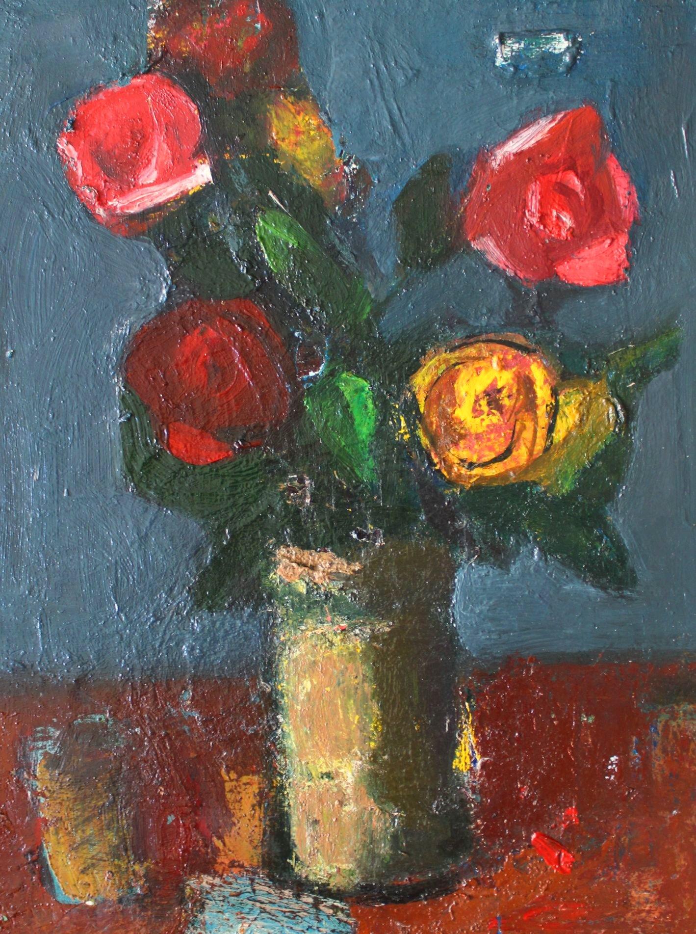 Roses. oil/canvas, 50x38 cm - Painting by Aleksandr Rodin (1922-2001)