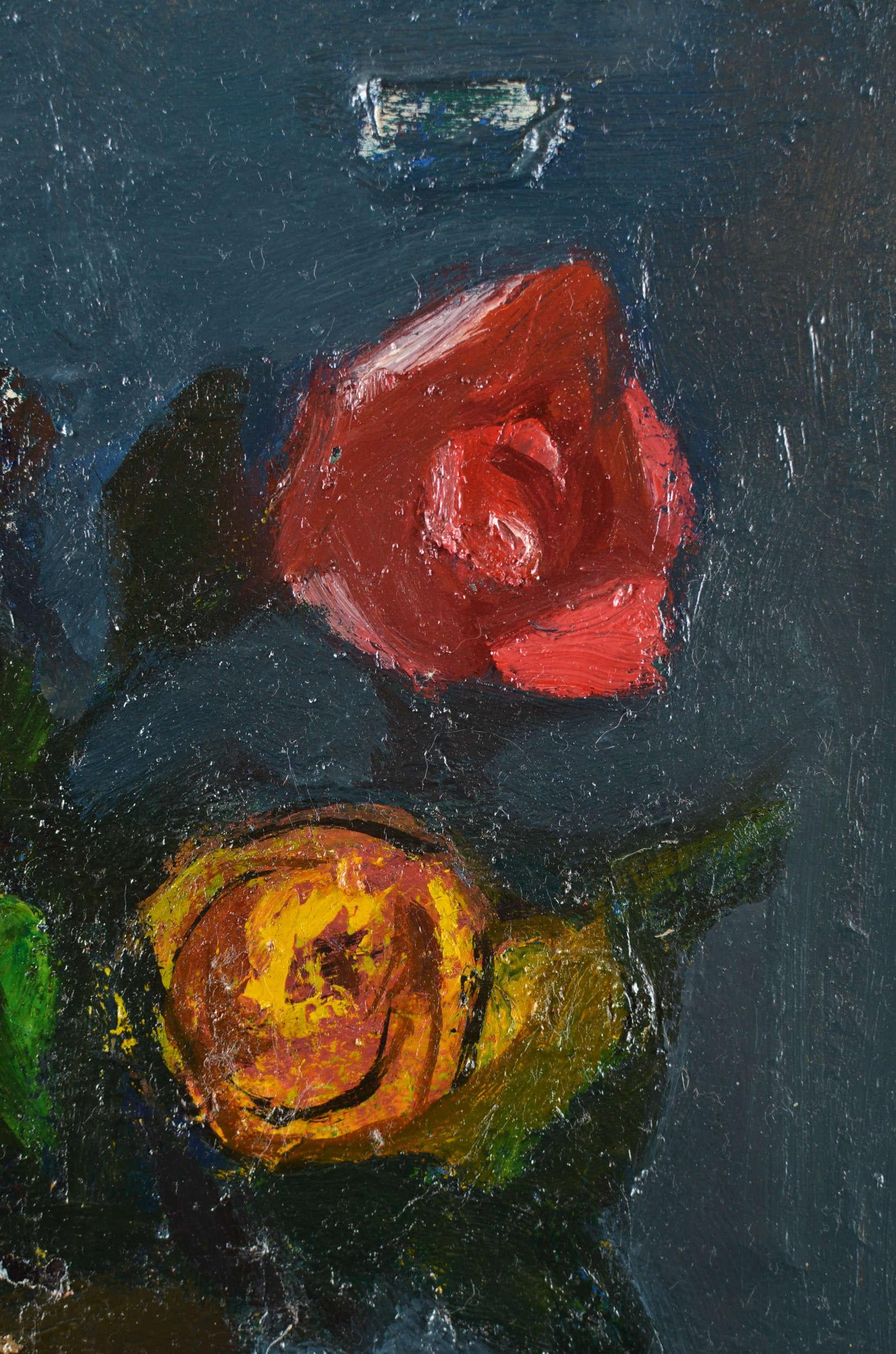 Rosen. Öl/Leinwand, 50x38 cm – Painting von Aleksandr Rodin (1922-2001)