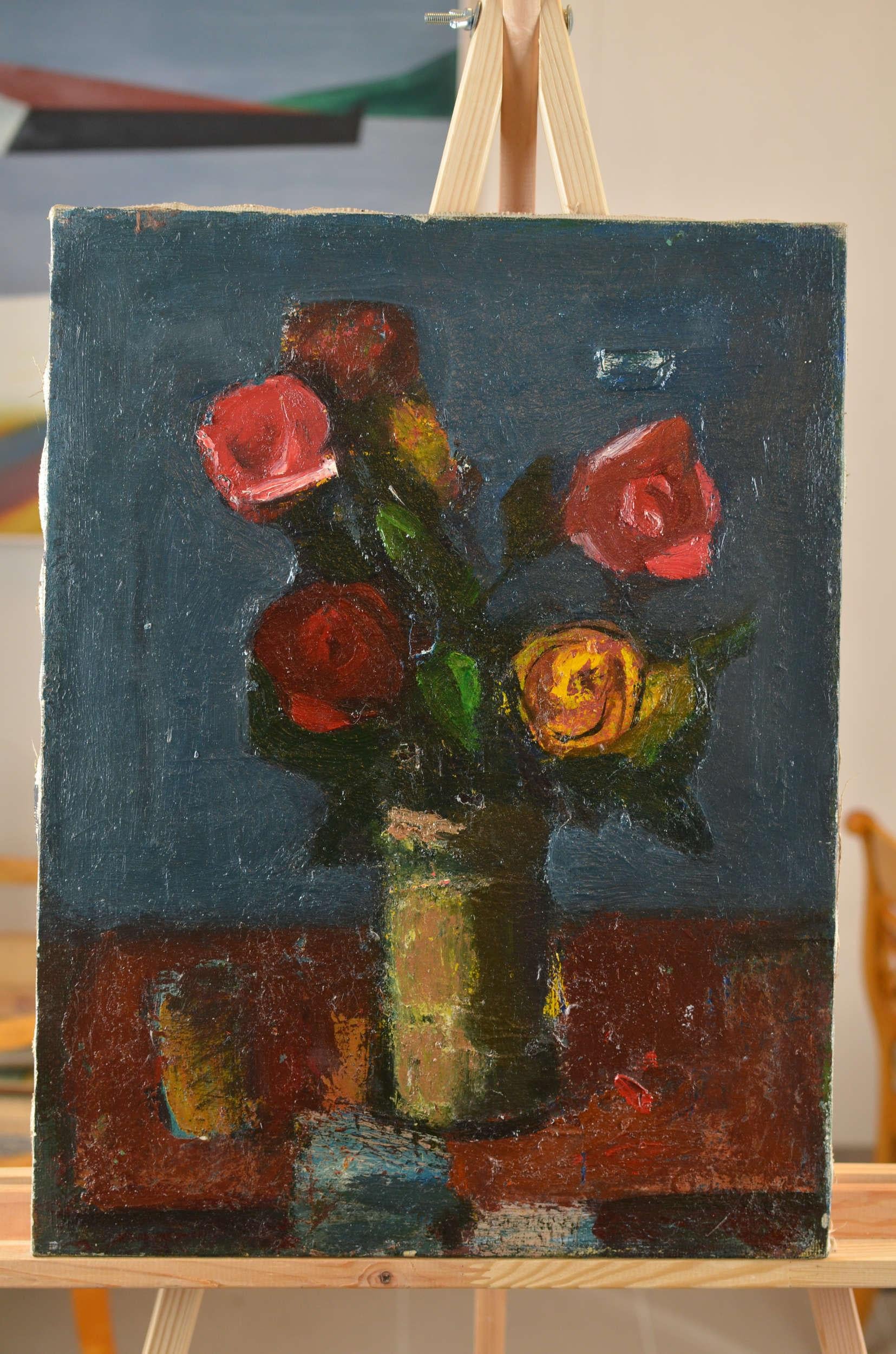 Rosen. Öl/Leinwand, 50x38 cm im Angebot 3