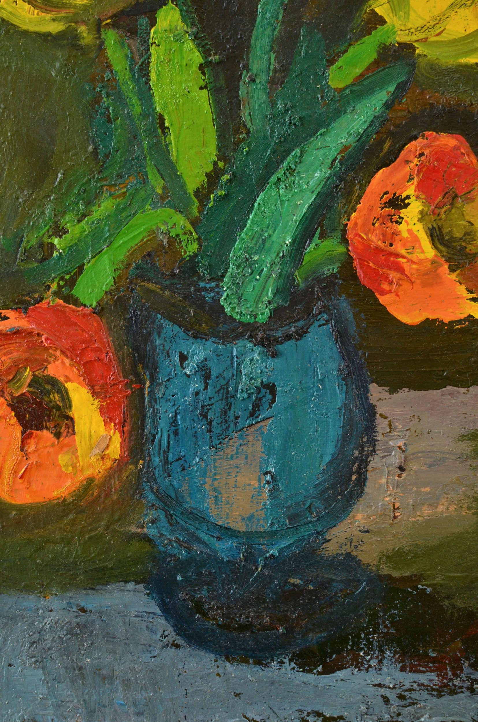 Stillleben mit Blumen  Karton/Öl, 70x49 cm im Angebot 1